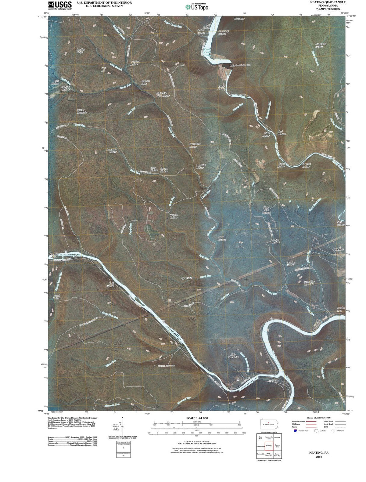 2010 Keating, PA - Pennsylvania - USGS Topographic Map