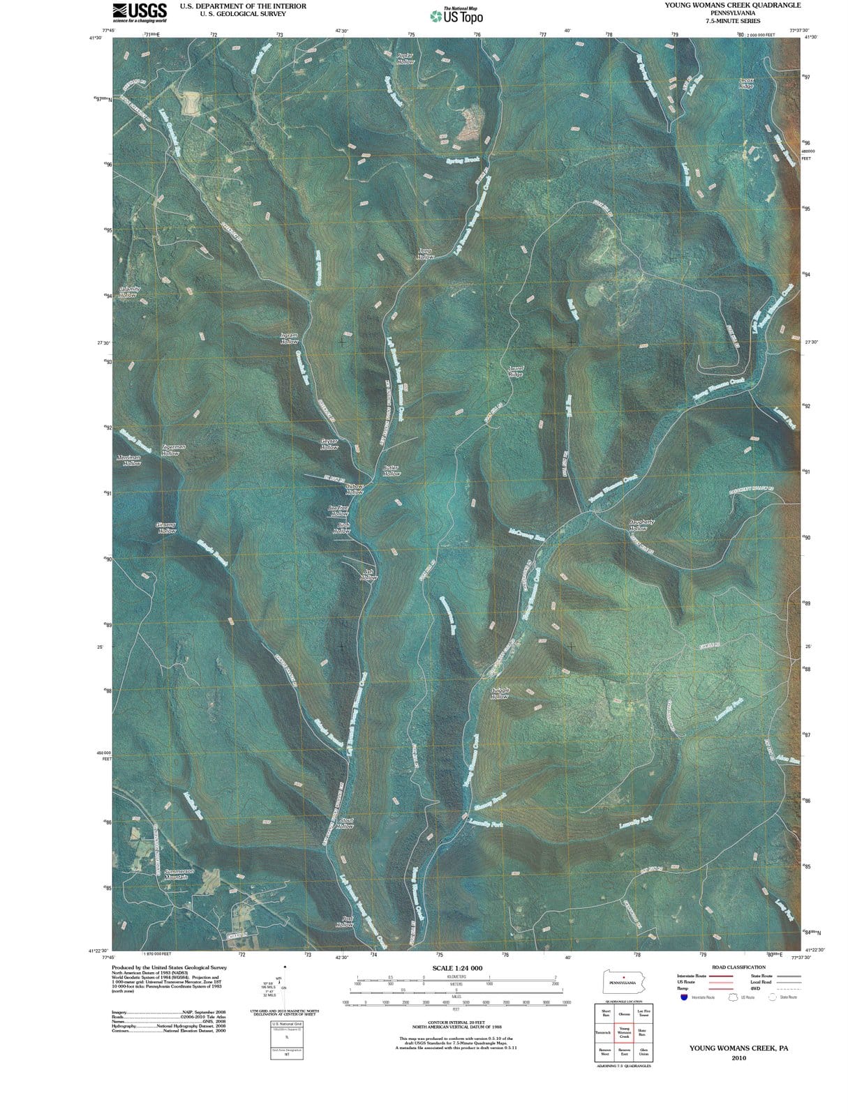2010 Young Womans Creek, PA - Pennsylvania - USGS Topographic Map