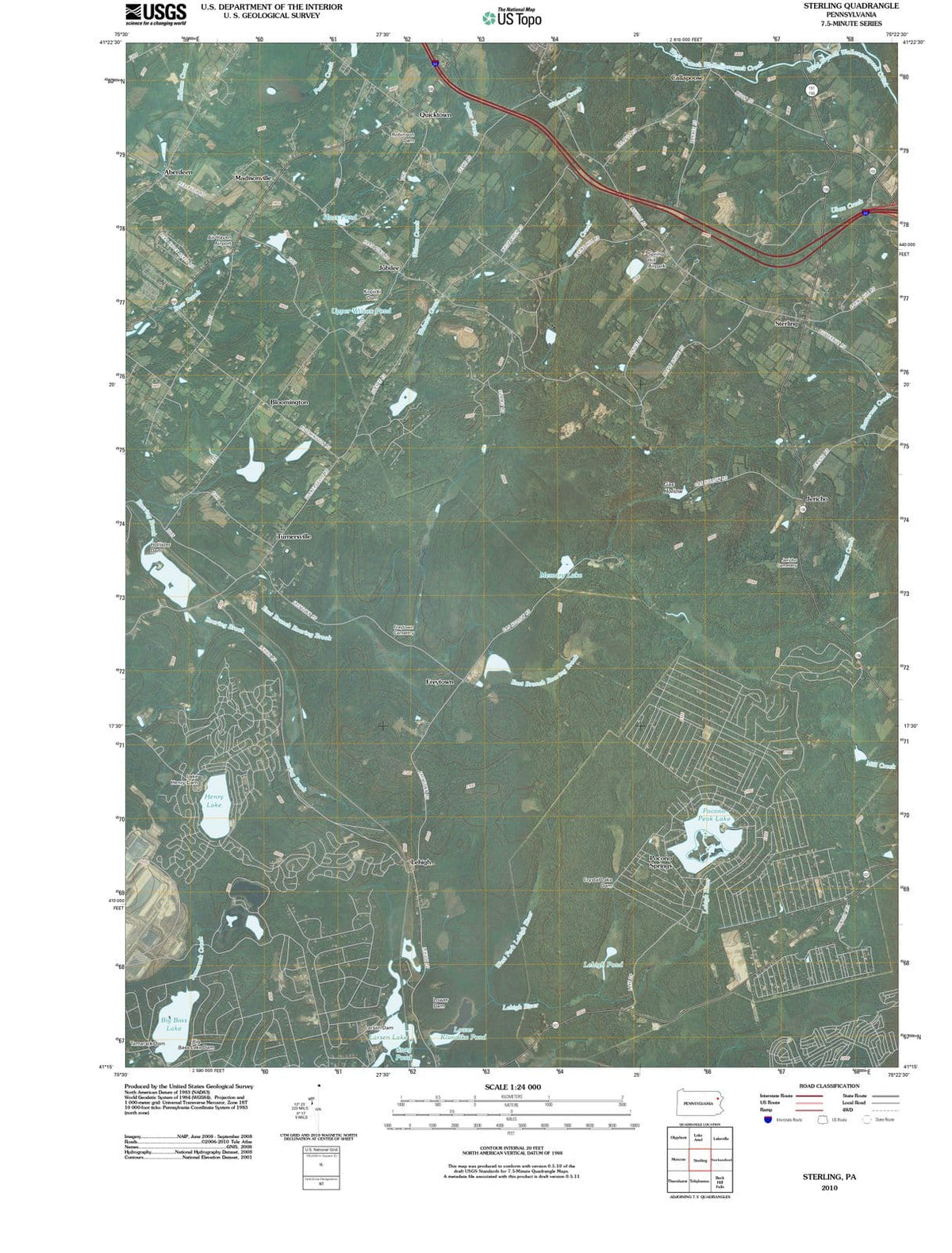 2010 Sterling, PA - Pennsylvania - USGS Topographic Map