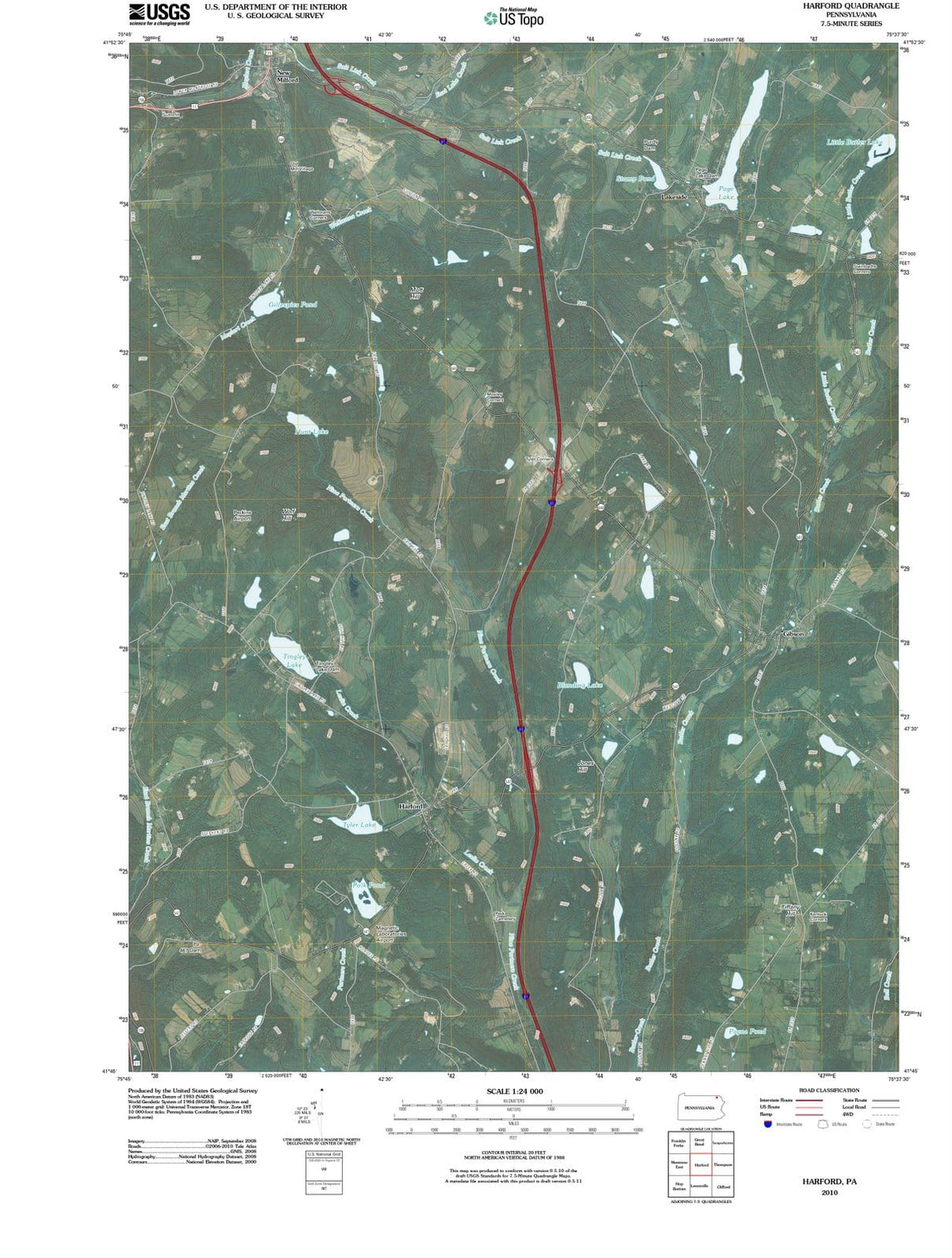 2010 Harford, PA - Pennsylvania - USGS Topographic Map
