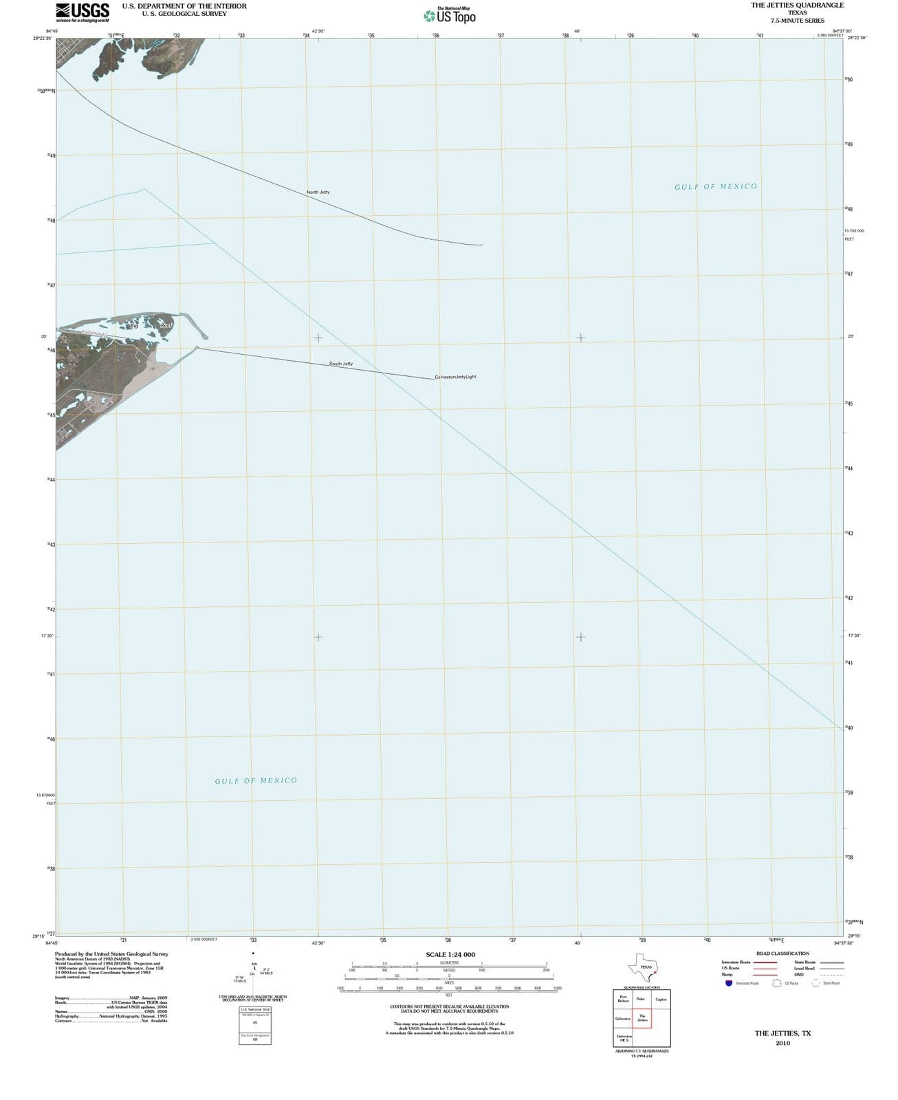 2010 The Jetties, TX - Texas - USGS Topographic Map