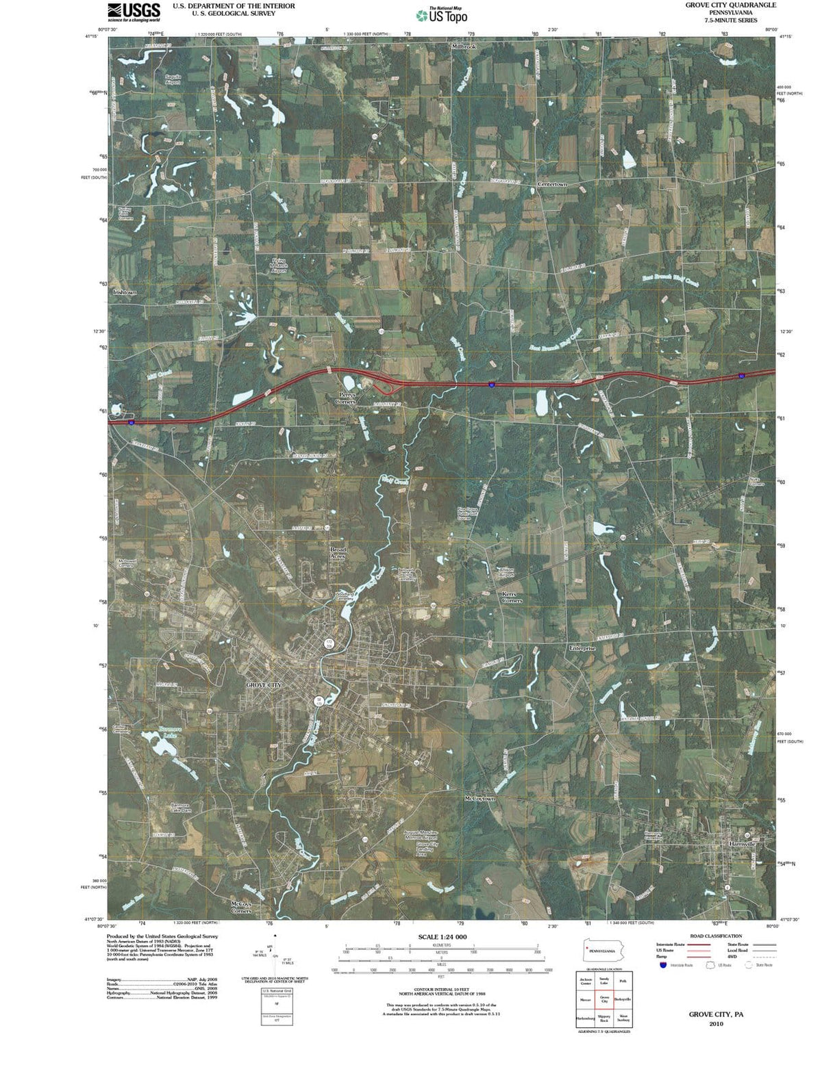 2010 Grove City, PA - Pennsylvania - USGS Topographic Map