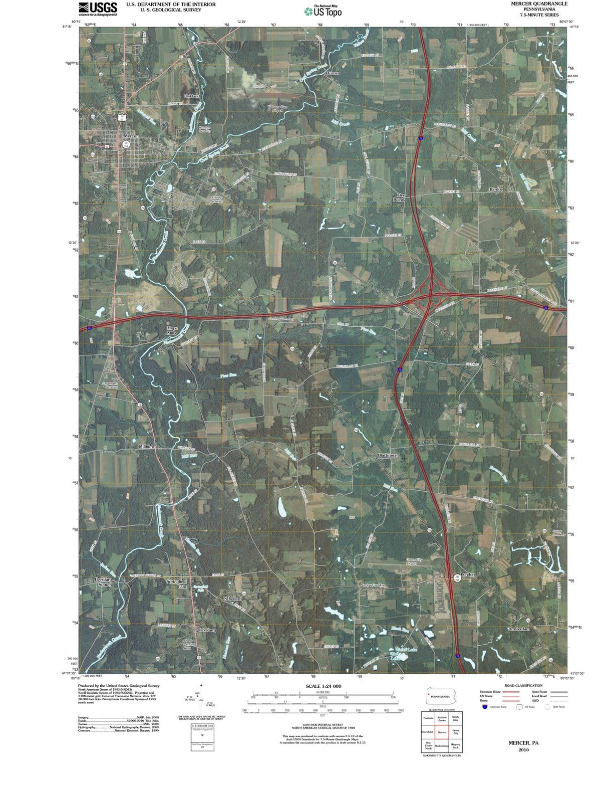 2010 Mercer, PA - Pennsylvania - USGS Topographic Map