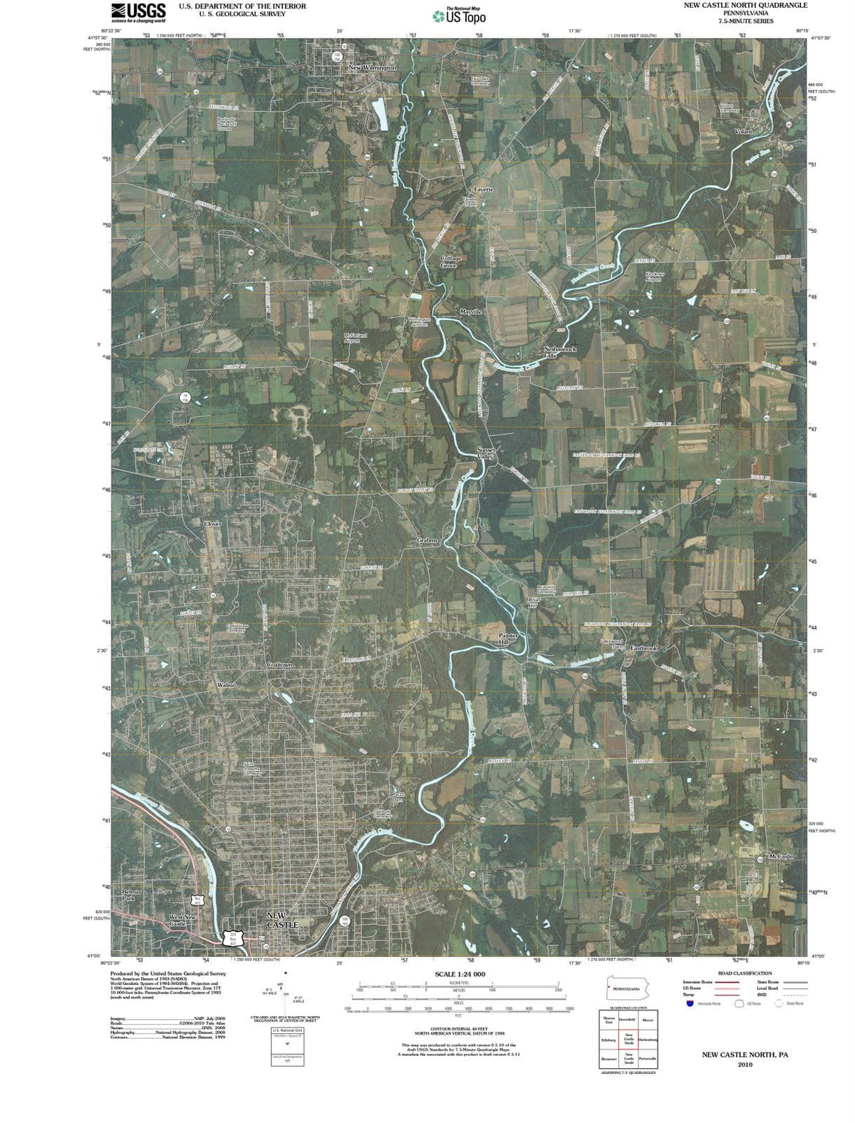 2010 New Castle North, PA - Pennsylvania - USGS Topographic Map