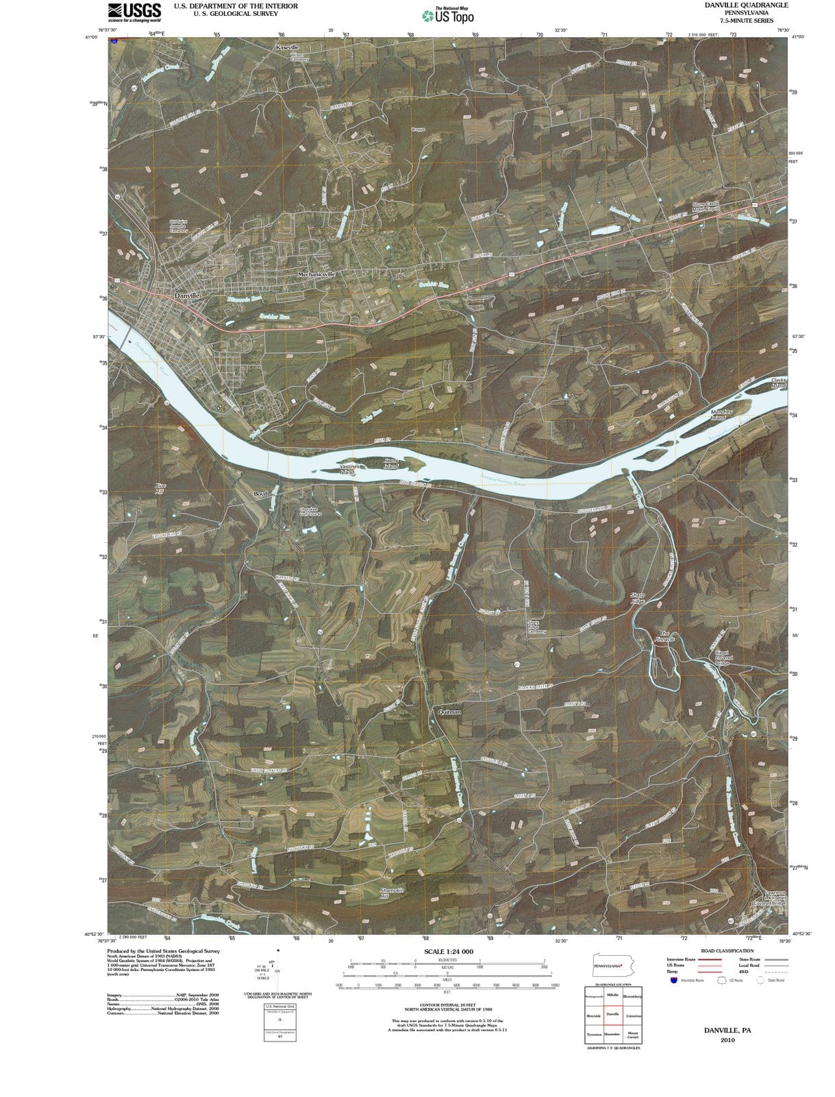2010 Danville, PA - Pennsylvania - USGS Topographic Map