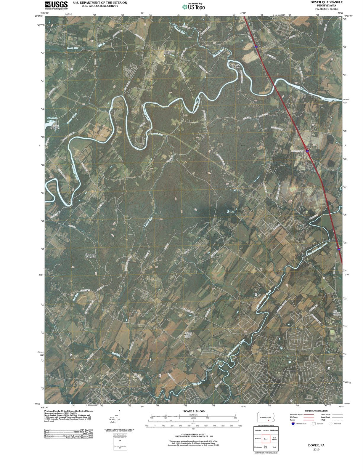2010 Dover, PA - Pennsylvania - USGS Topographic Map
