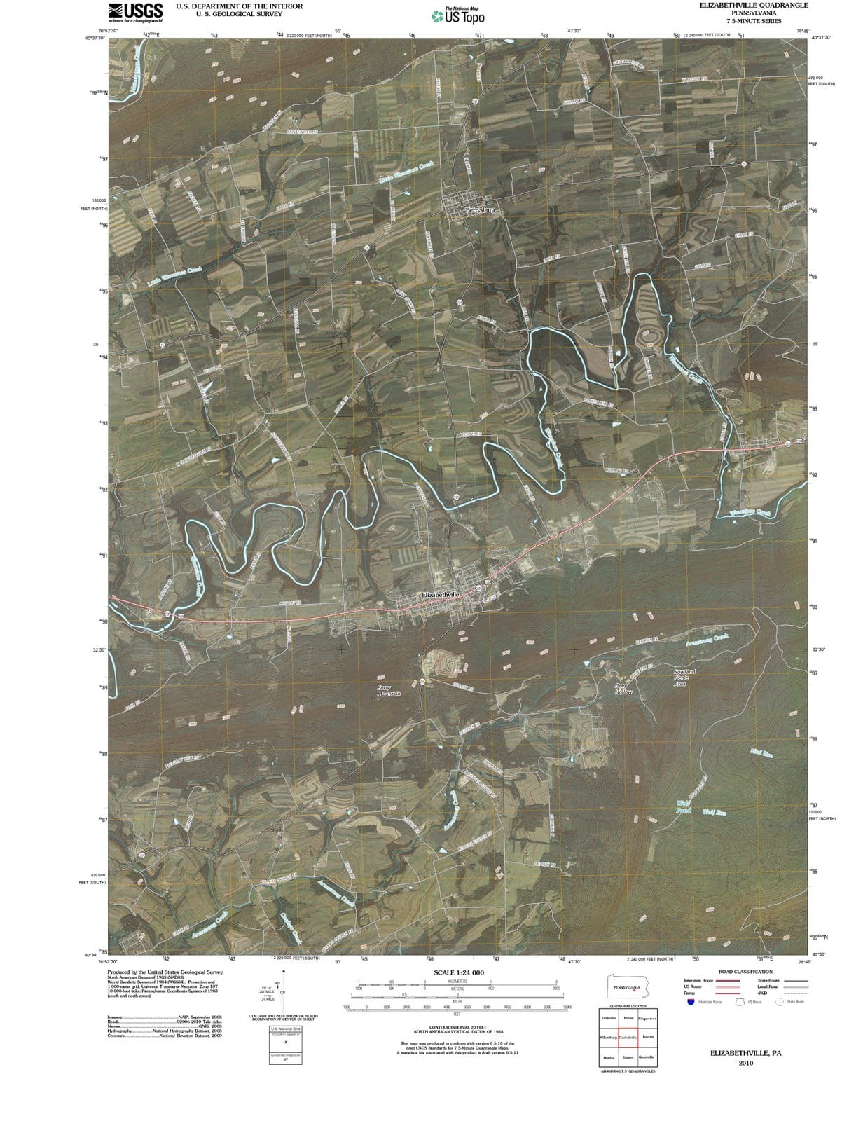 2010 Elizabethville, PA - Pennsylvania - USGS Topographic Map