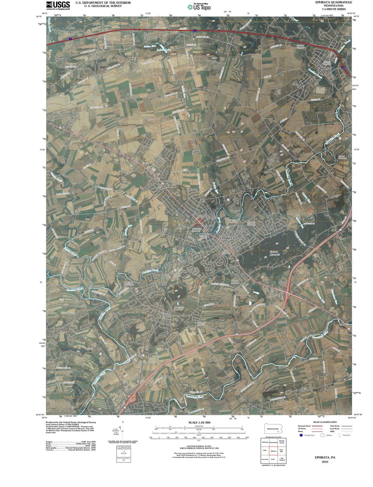 2010 Ephrata, PA - Pennsylvania - USGS Topographic Map