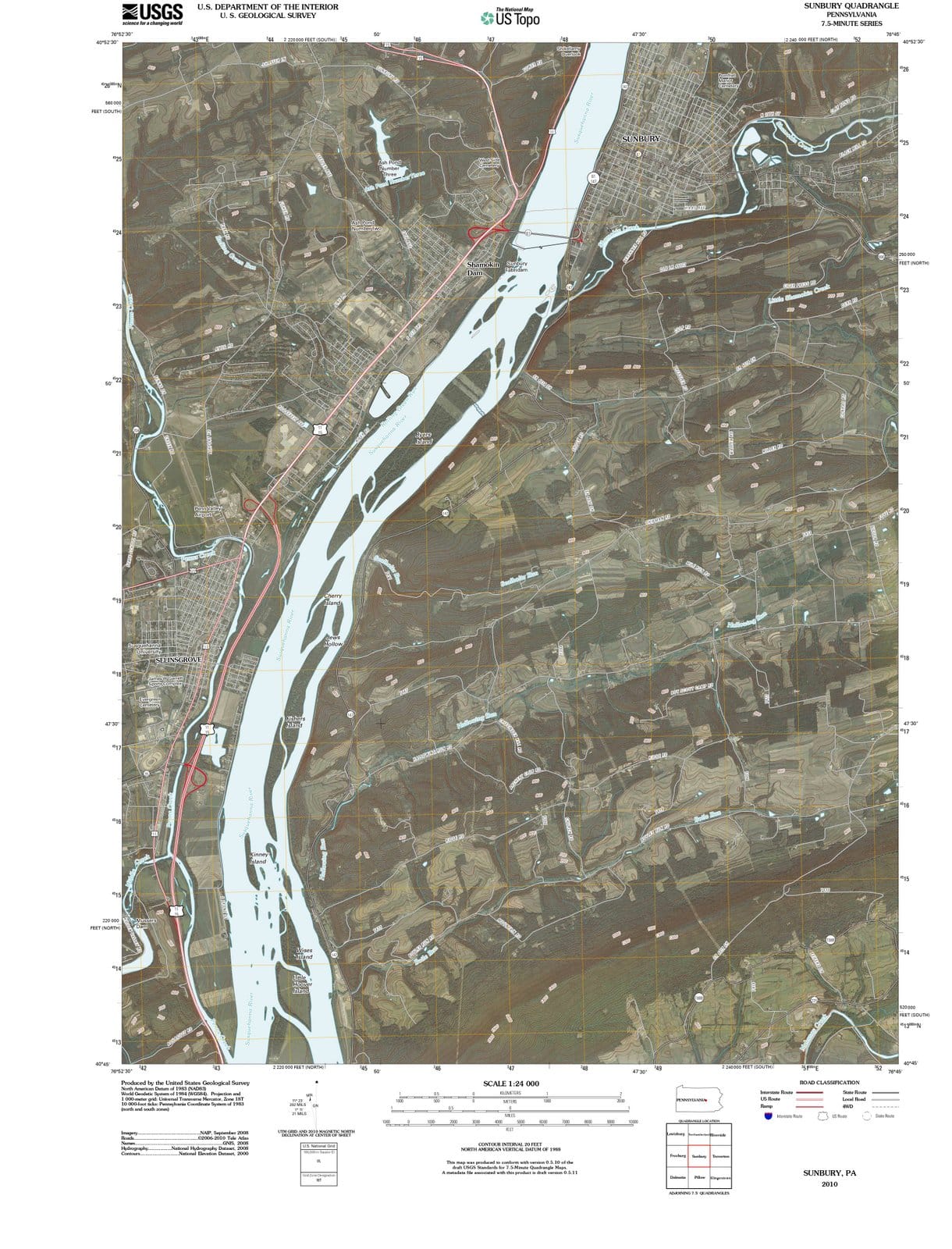 2010 Sunbury, PA - Pennsylvania - USGS Topographic Map