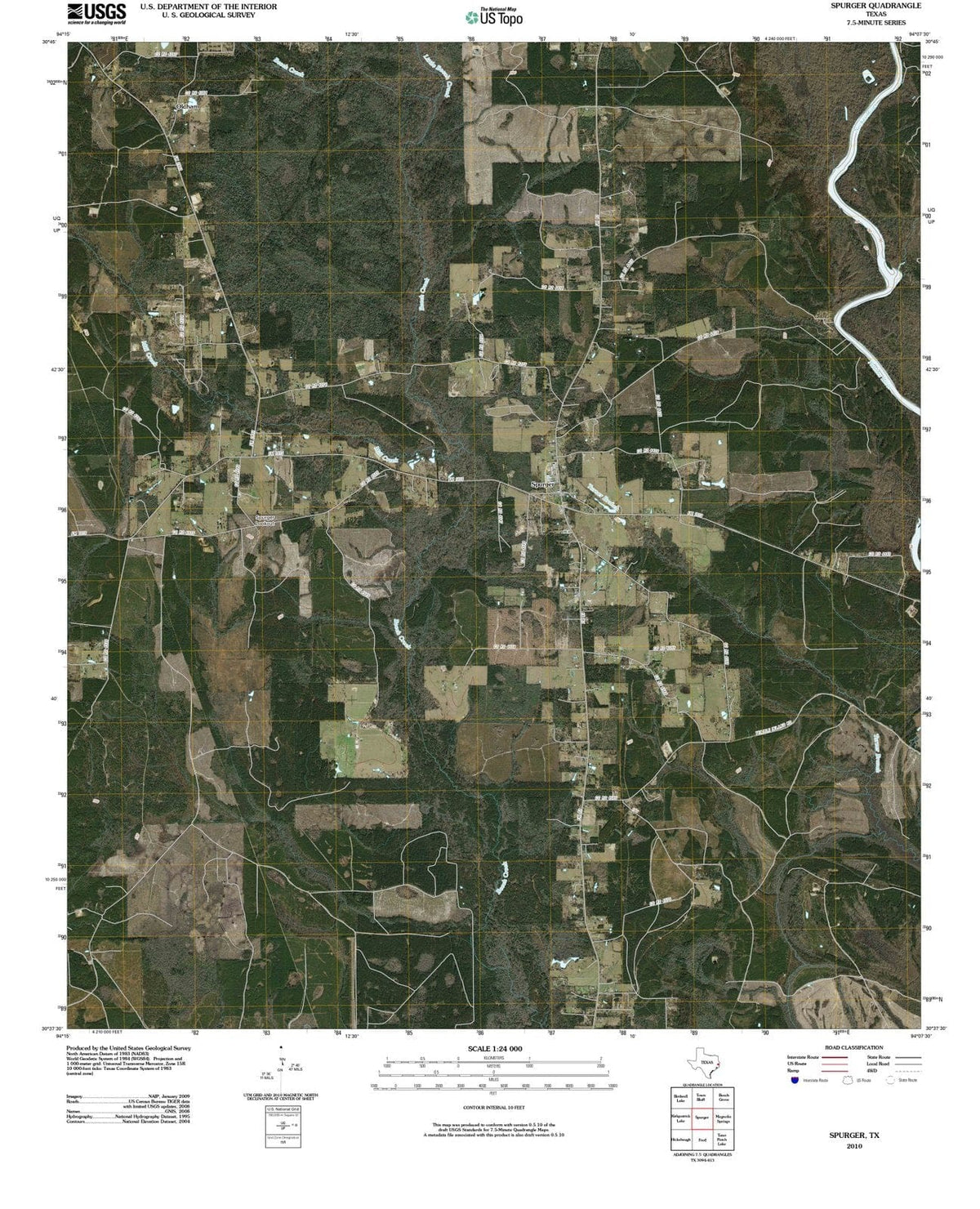 2010 Spurger, TX - Texas - USGS Topographic Map