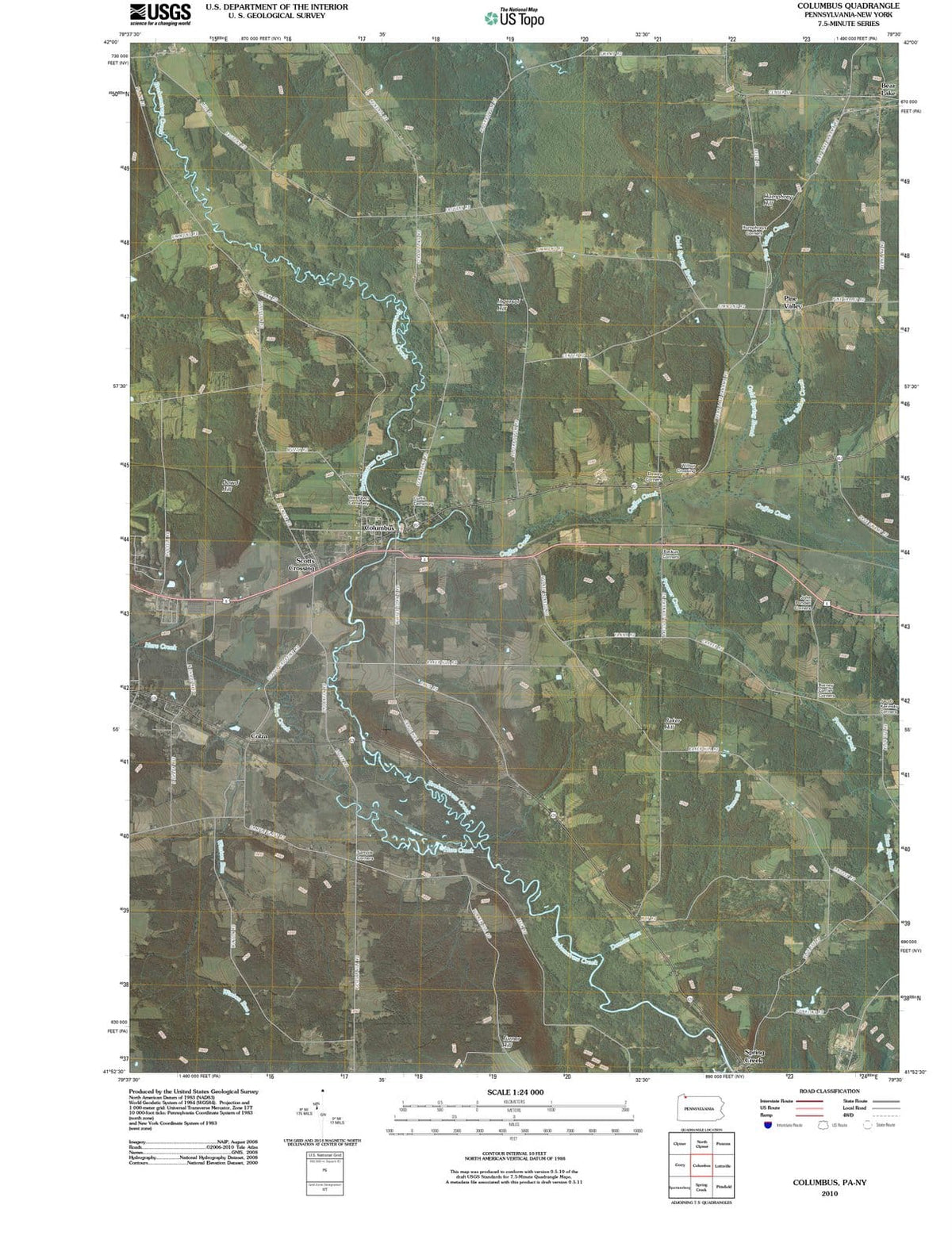 2010 Columbus, PA - Pennsylvania - USGS Topographic Map