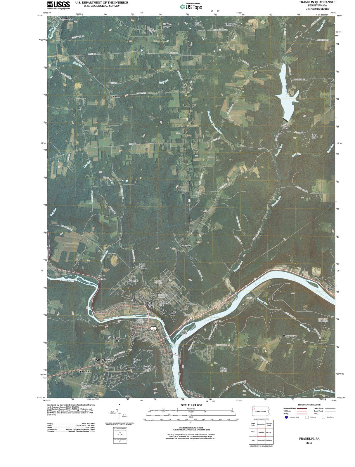 2010 Franklin, PA - Pennsylvania - USGS Topographic Map