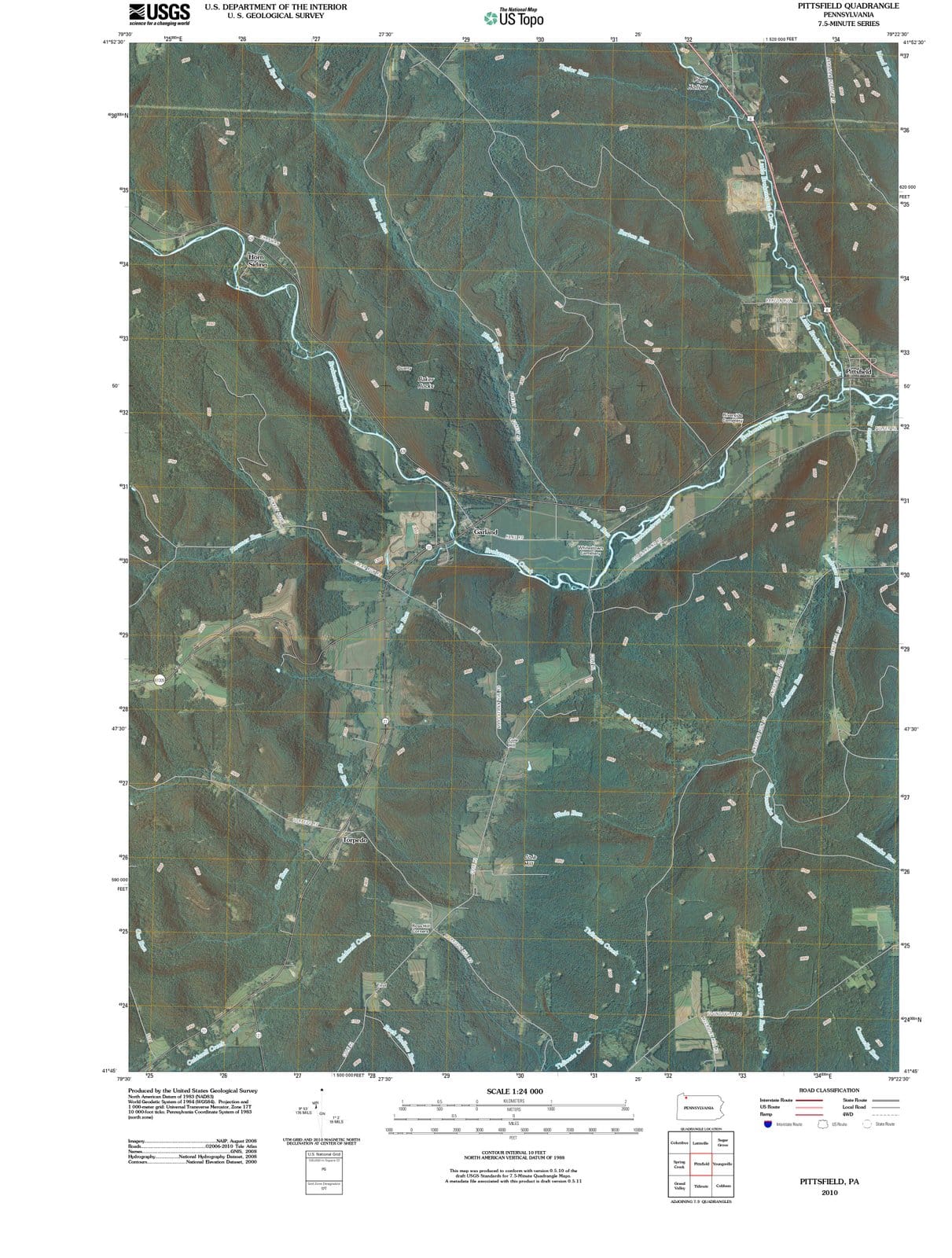 2010 Pittsfield, PA - Pennsylvania - USGS Topographic Map