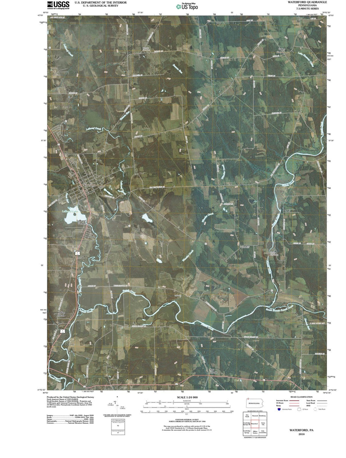 2010 Waterford, PA - Pennsylvania - USGS Topographic Map