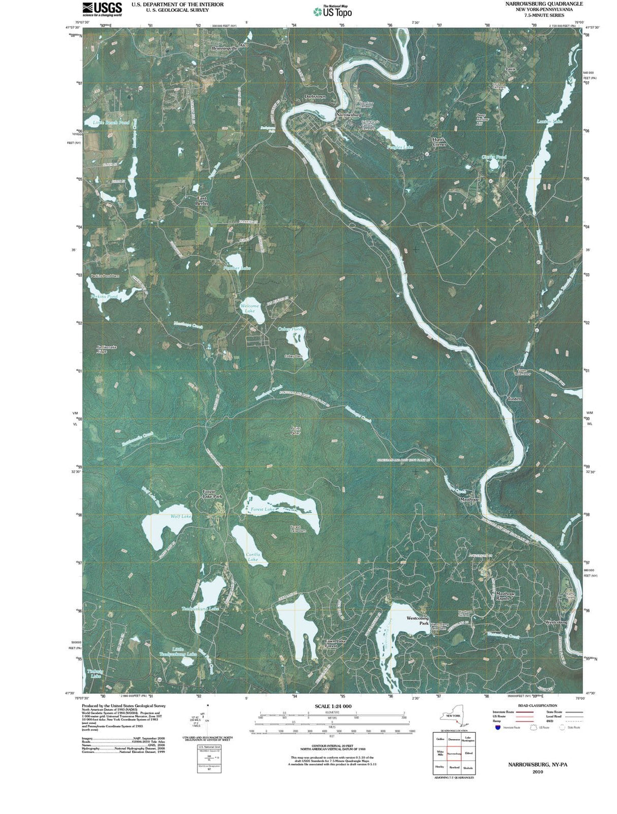 2010 Narrowsburg, NY - New York - USGS Topographic Map