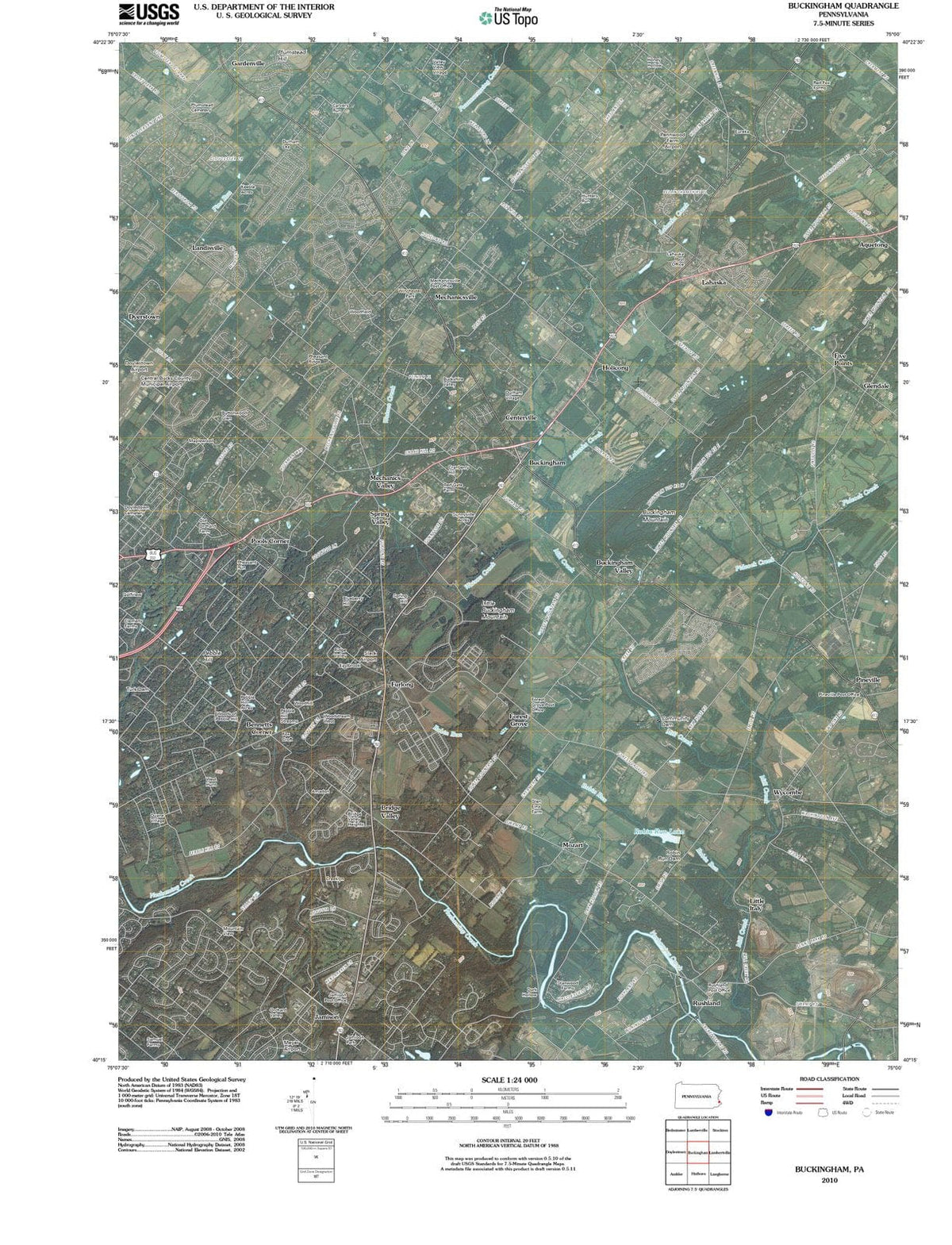 2010 Buckingham, PA - Pennsylvania - USGS Topographic Map
