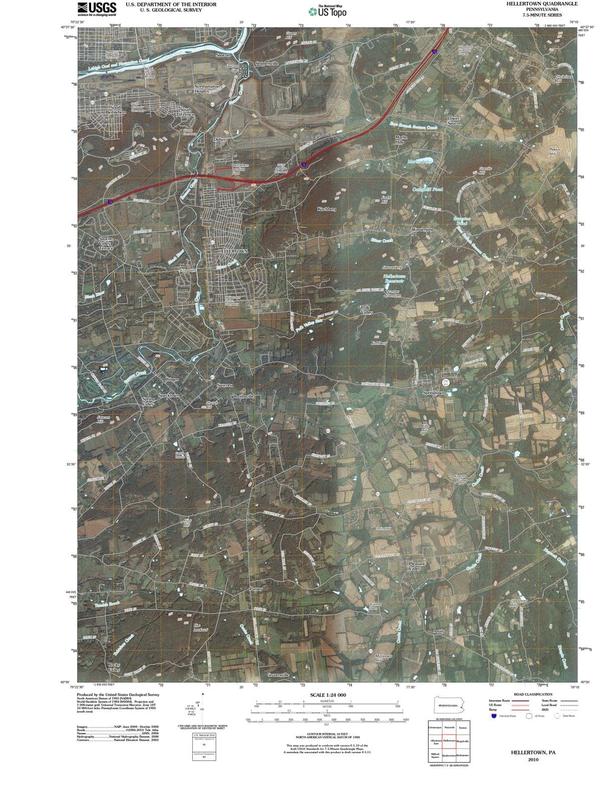 2010 Hellertown, PA - Pennsylvania - USGS Topographic Map