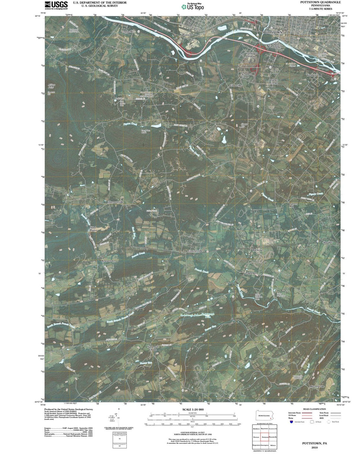 2010 Pottstown, PA - Pennsylvania - USGS Topographic Map