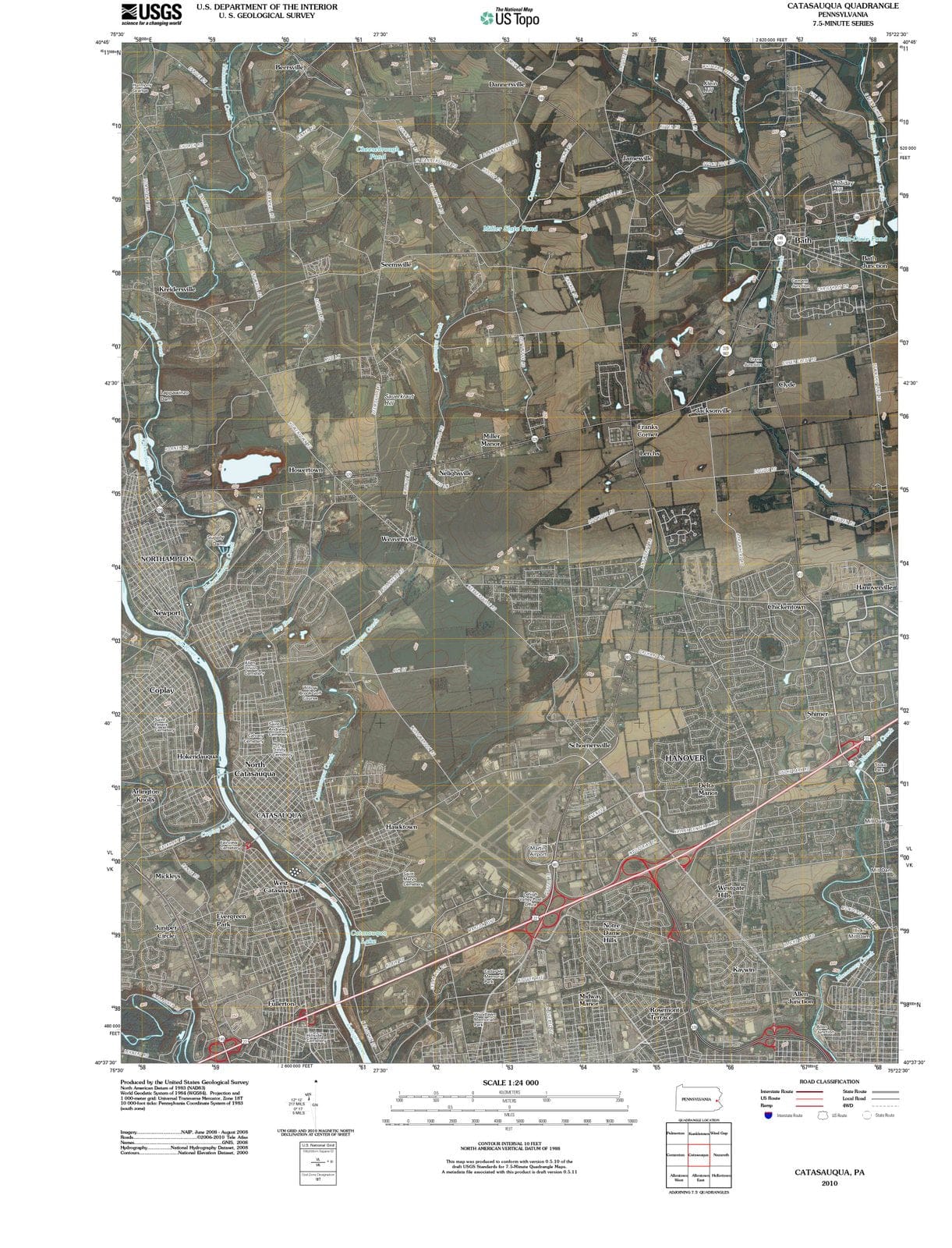 2010 Catasauqua, PA - Pennsylvania - USGS Topographic Map