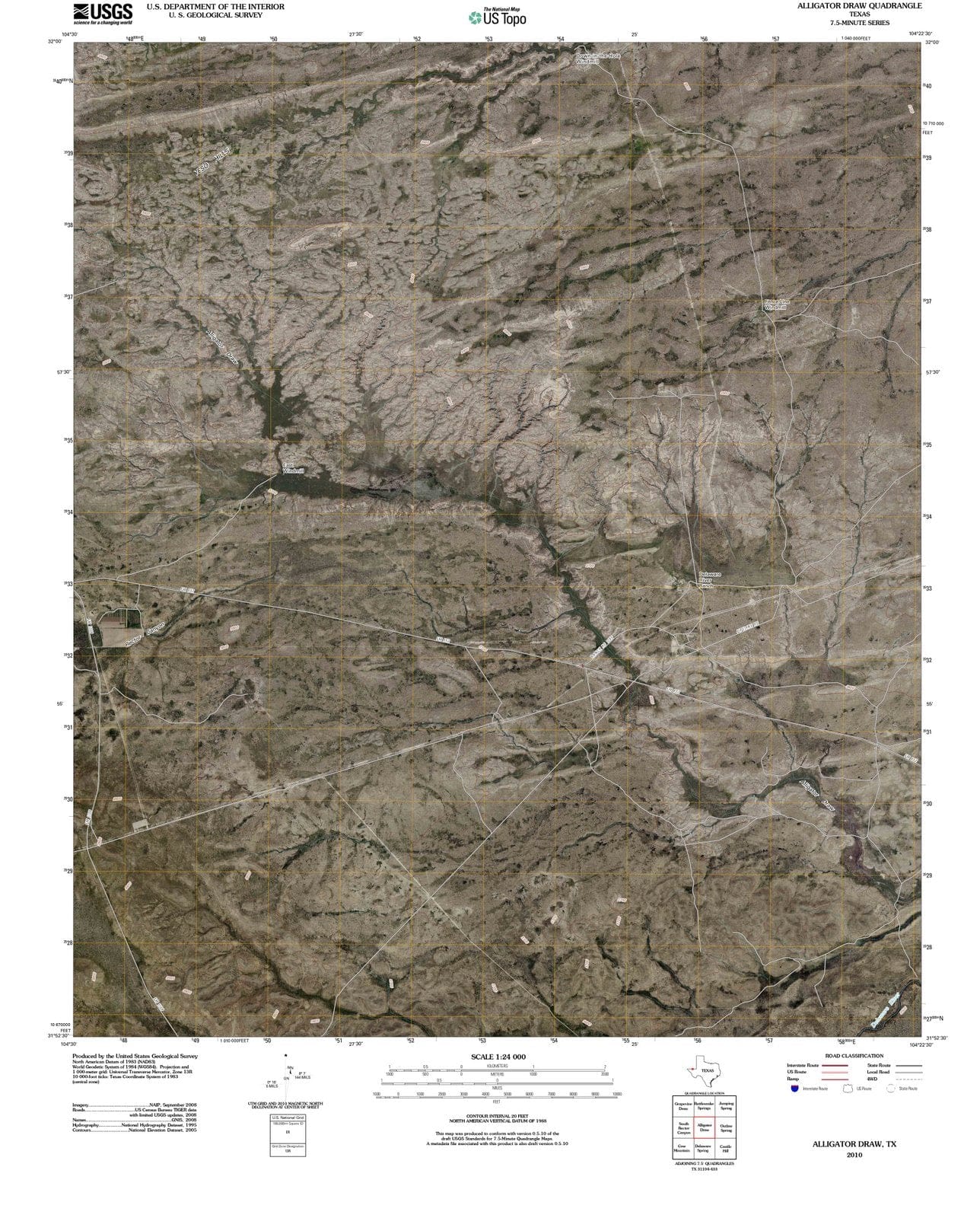 2010 Alligatorraw, TX - Texas - USGS Topographic Map