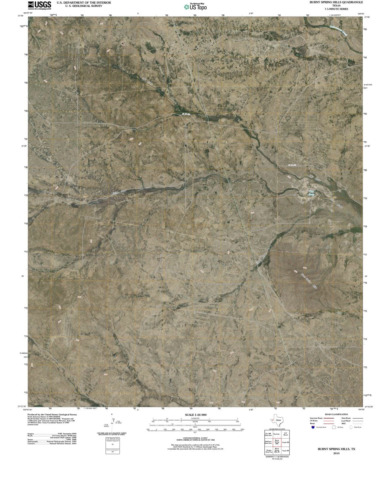 2010 Burnt Spring Hills, TX - Texas - USGS Topographic Map