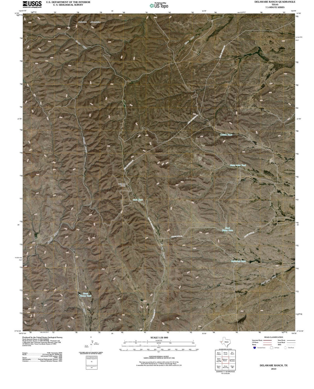 2010 Delaware Ranch, TX - Texas - USGS Topographic Map