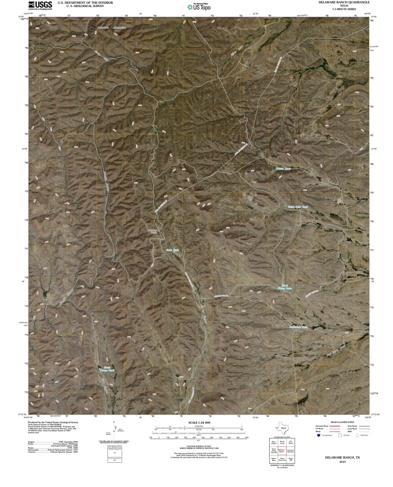 2010 Delaware Ranch, TX - Texas - USGS Topographic Map