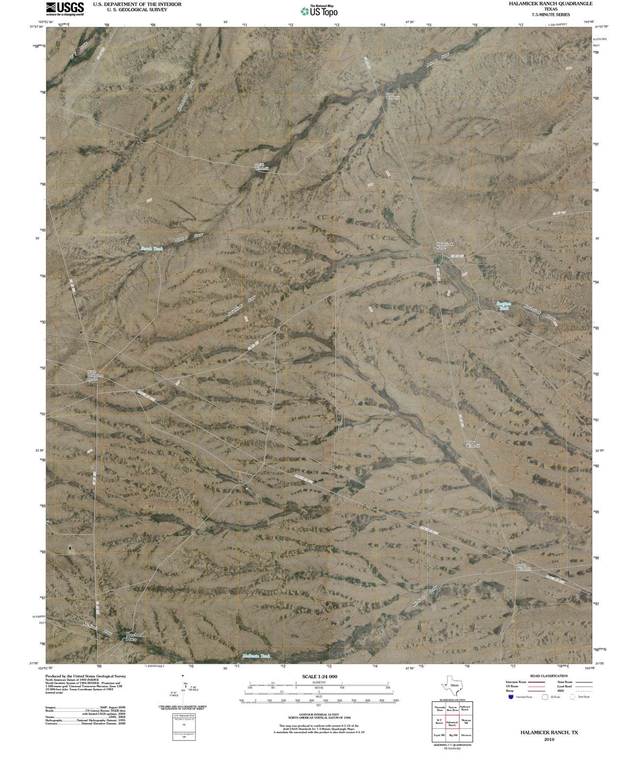 2010 Halamicek Ranch, TX - Texas - USGS Topographic Map
