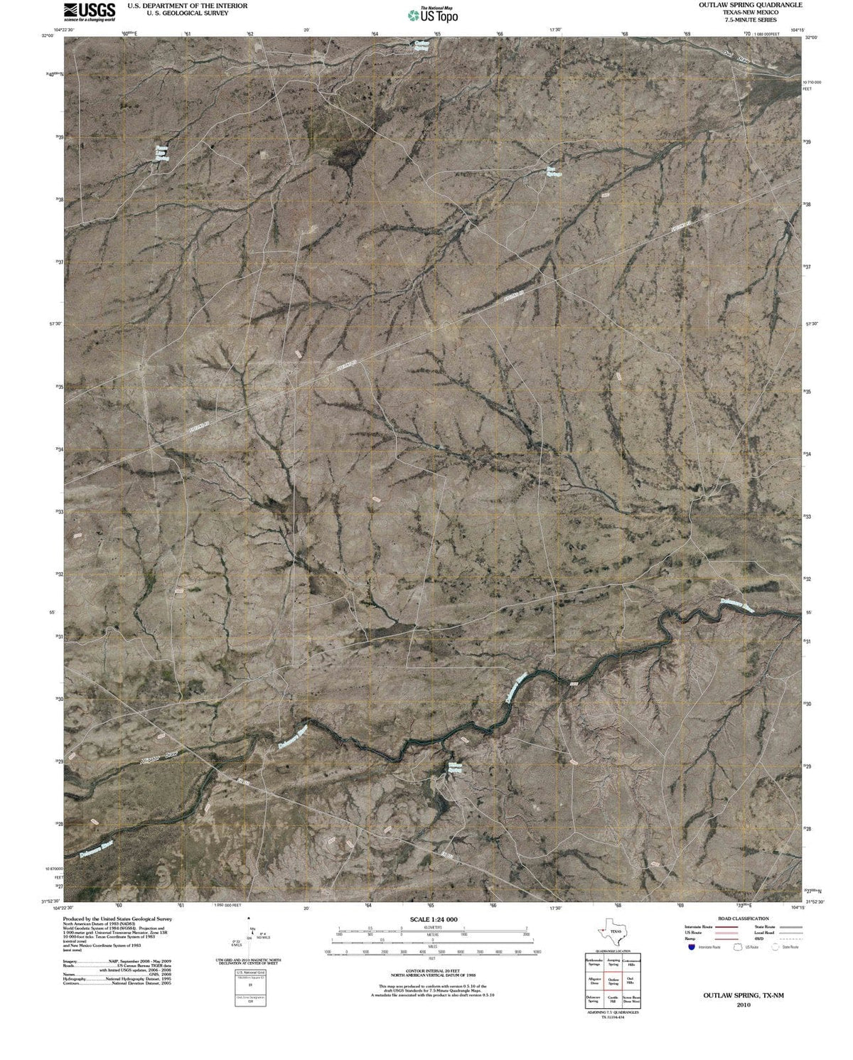 2010 Outlaw Spring, TX - Texas - USGS Topographic Map