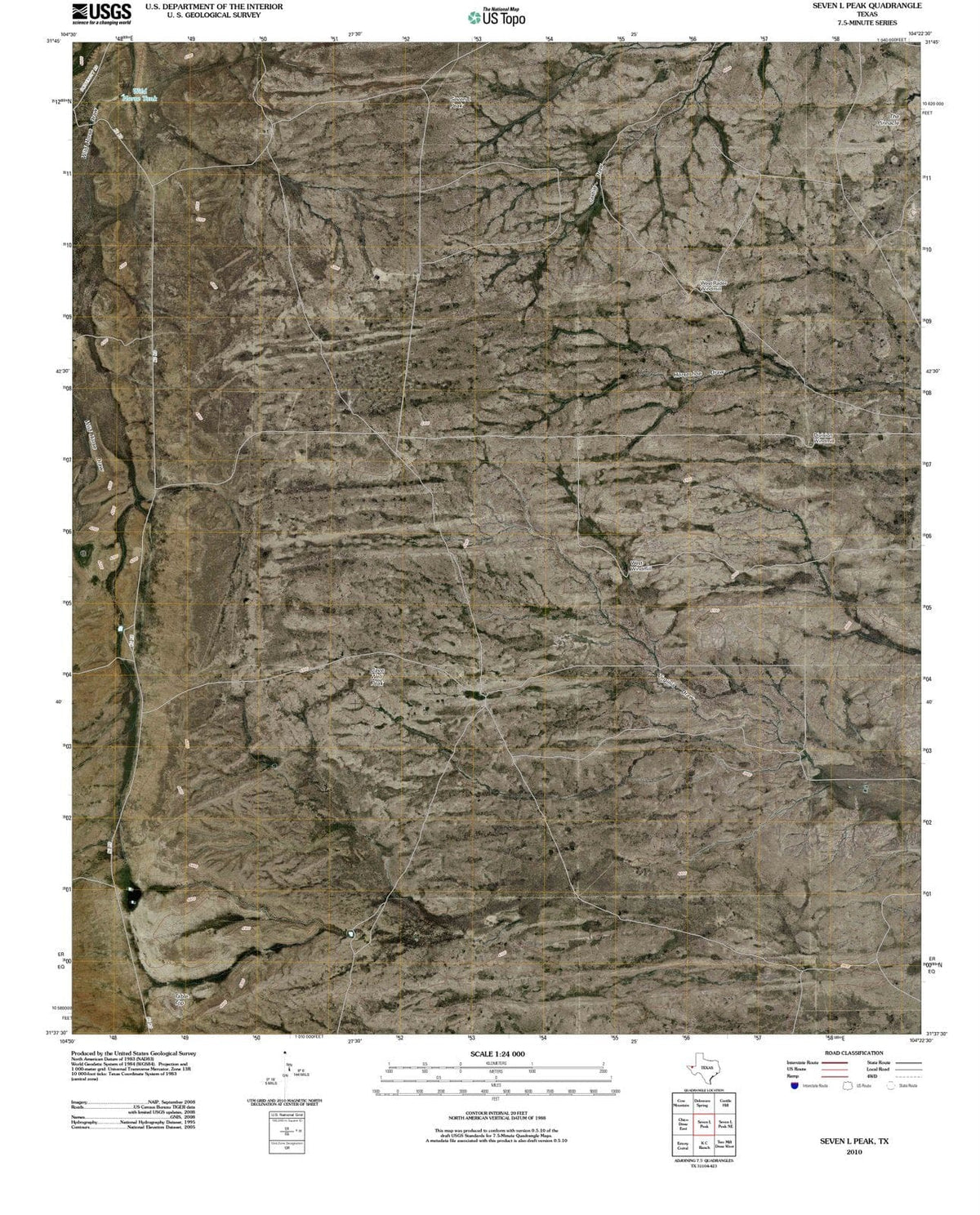 2010 Seven L Peak, TX - Texas - USGS Topographic Map