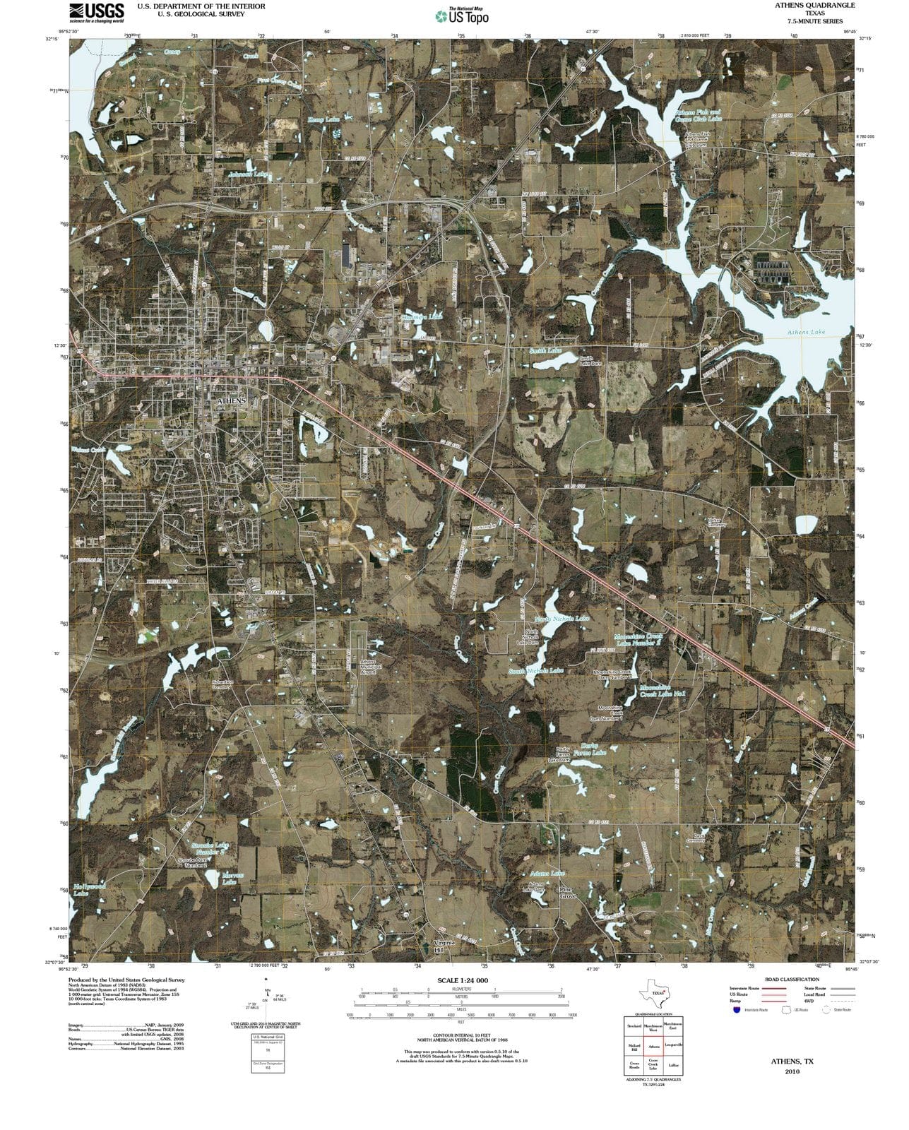 2010 Athens, TX - Texas - USGS Topographic Map