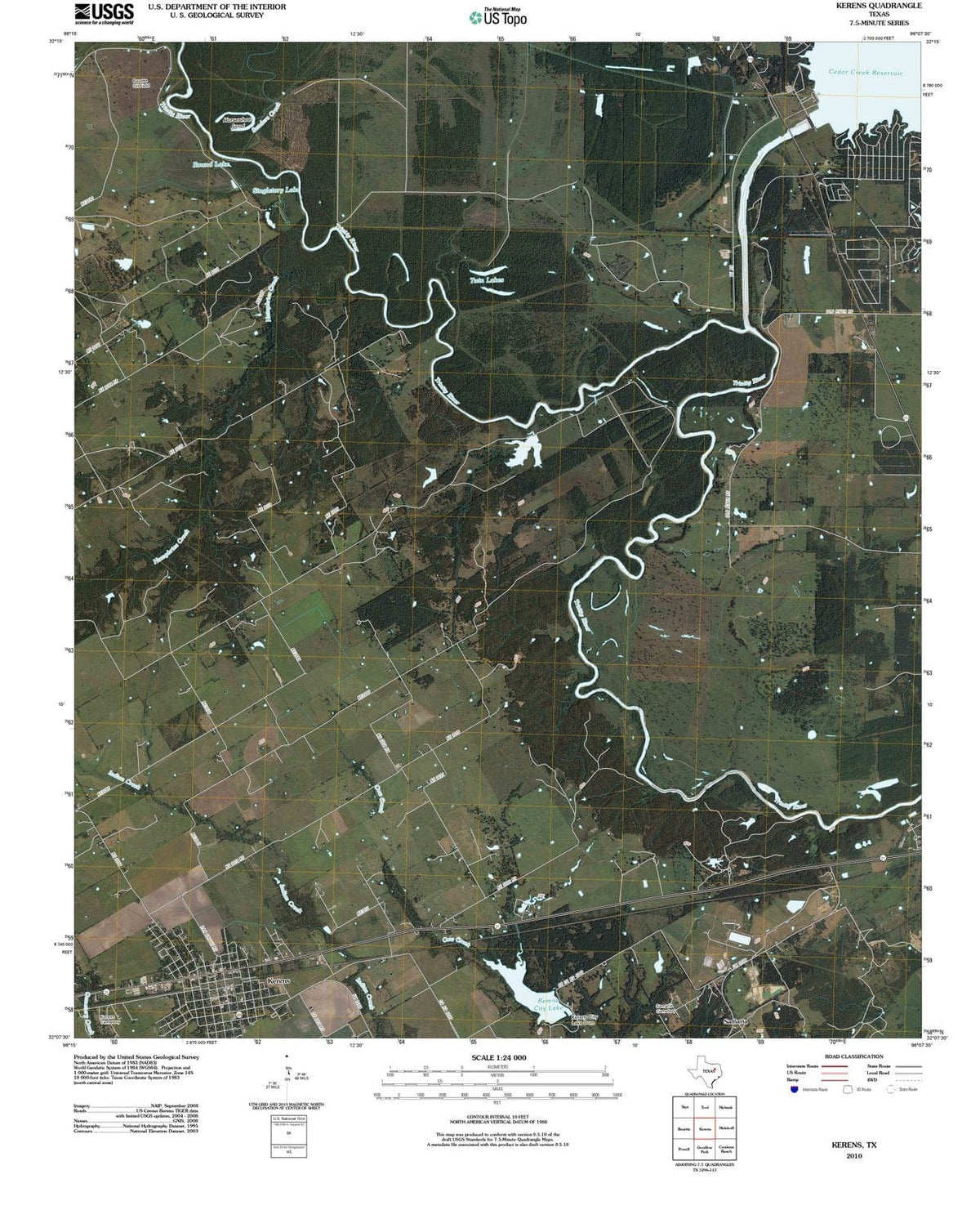 2010 Kerens, TX - Texas - USGS Topographic Map