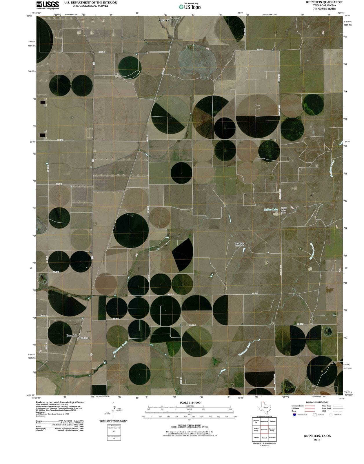 2010 Bernstein, TX - Texas - USGS Topographic Map