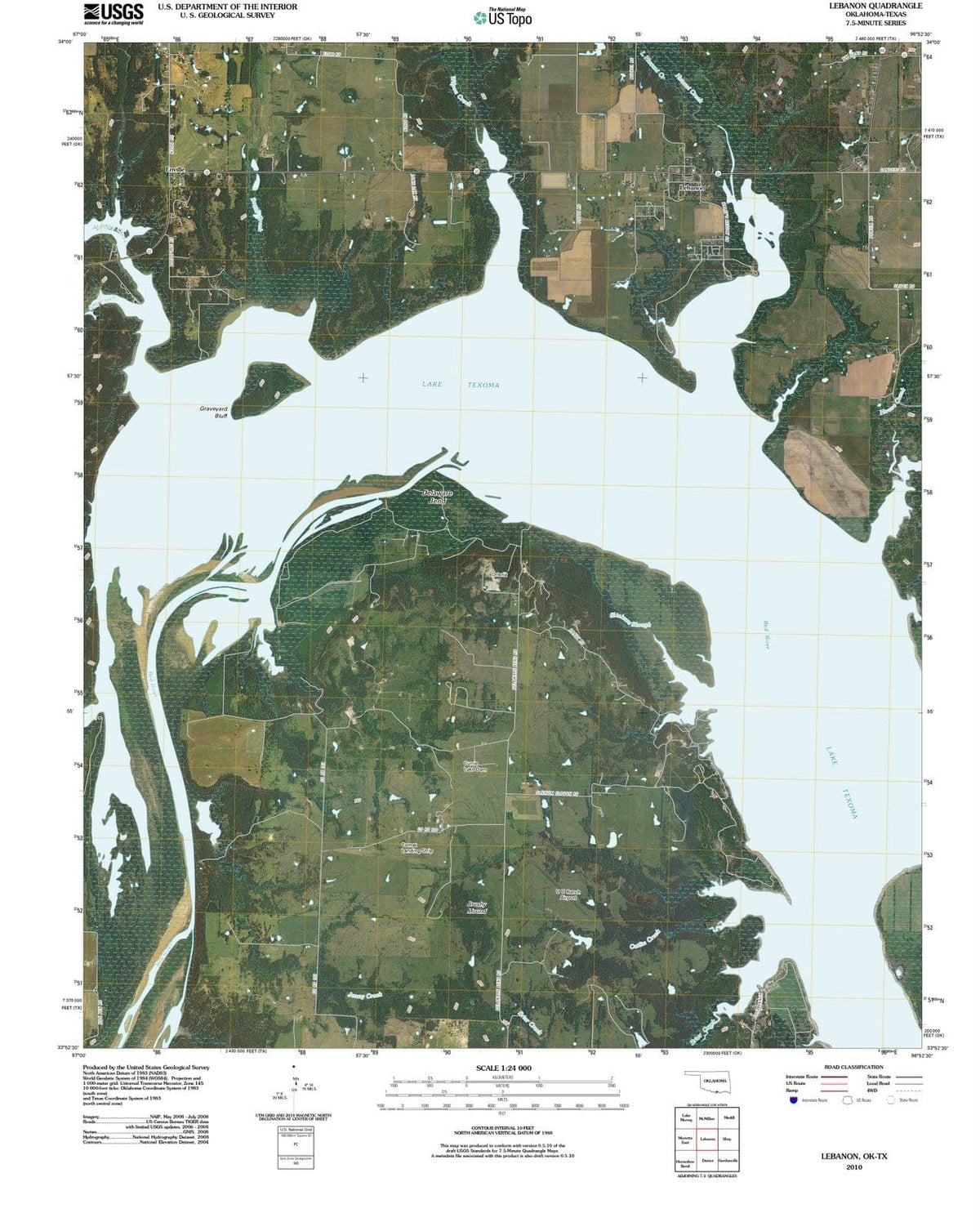 2010 Lebanon, OK - Oklahoma - USGS Topographic Map