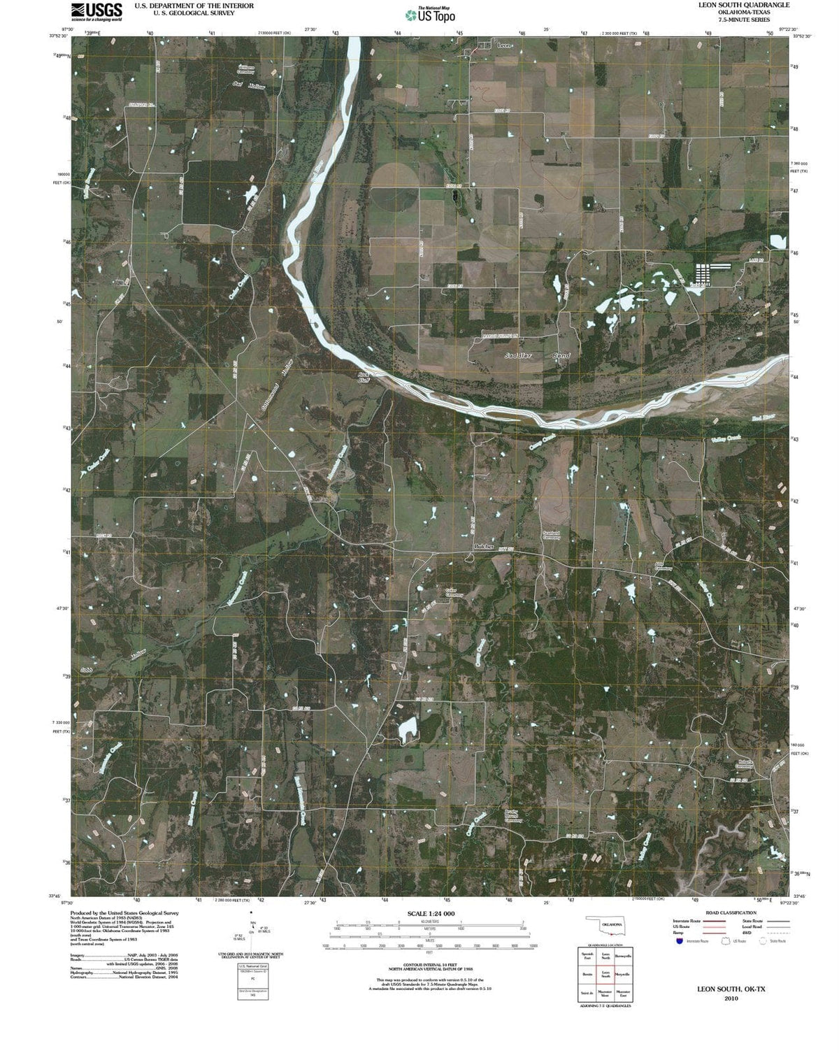 2010 Leon South, OK - Oklahoma - USGS Topographic Map