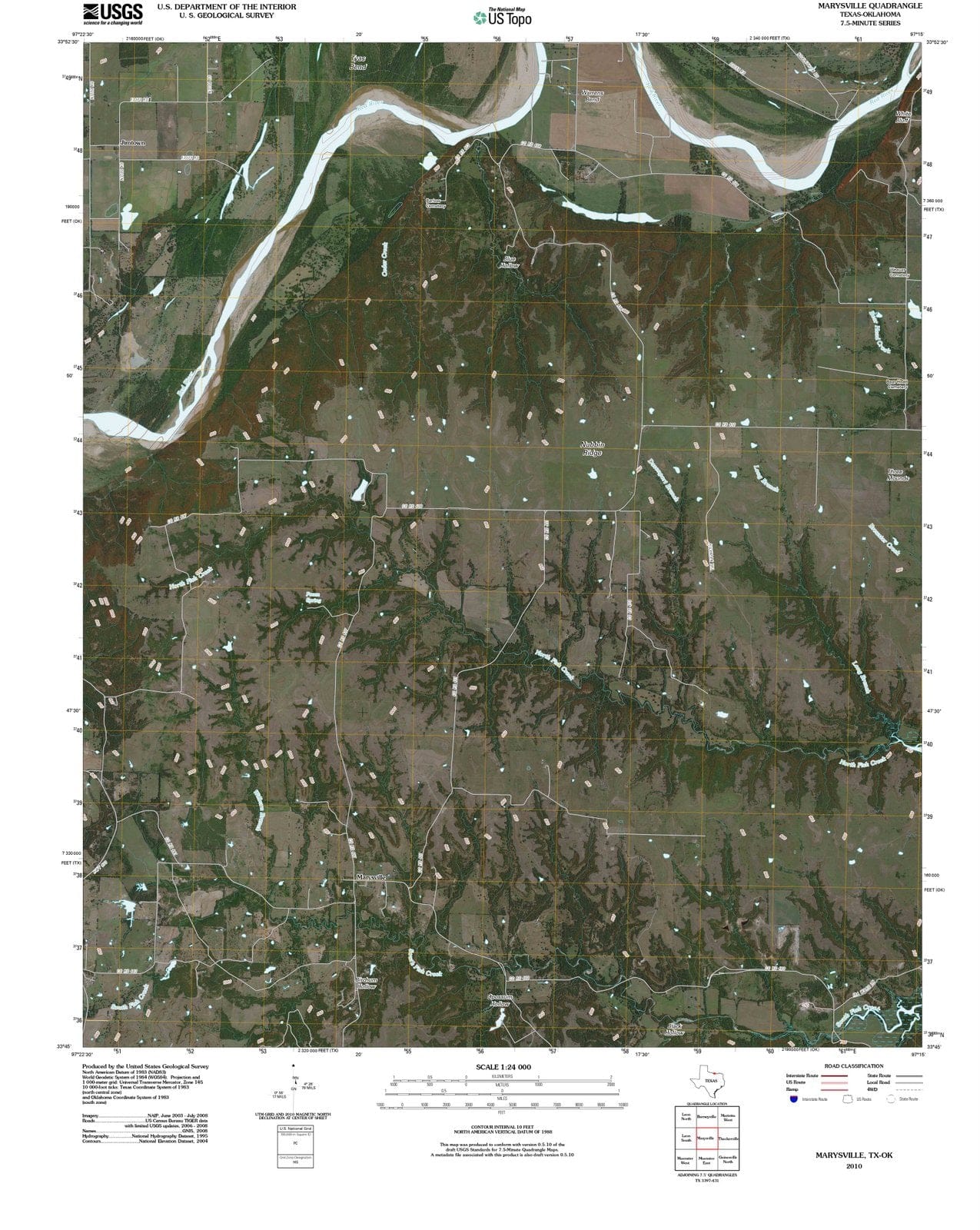 2010 Marysville, TX - Texas - USGS Topographic Map