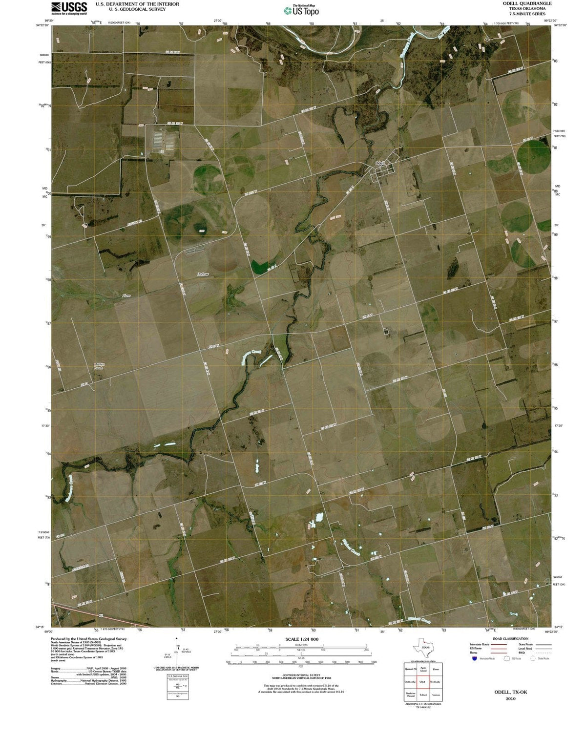 2010 Odell, TX - Texas - USGS Topographic Map