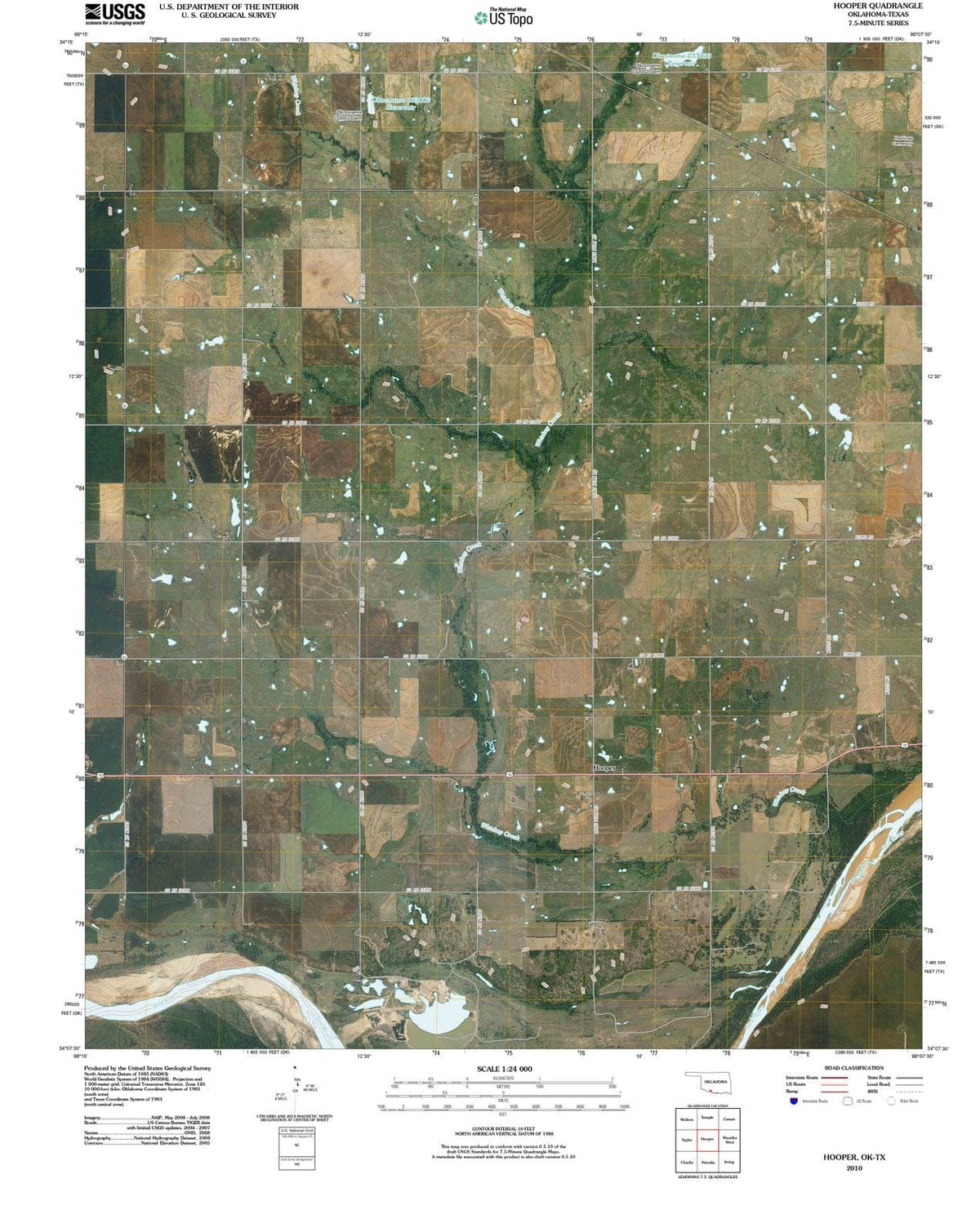 2010 Hooper, OK - Oklahoma - USGS Topographic Map