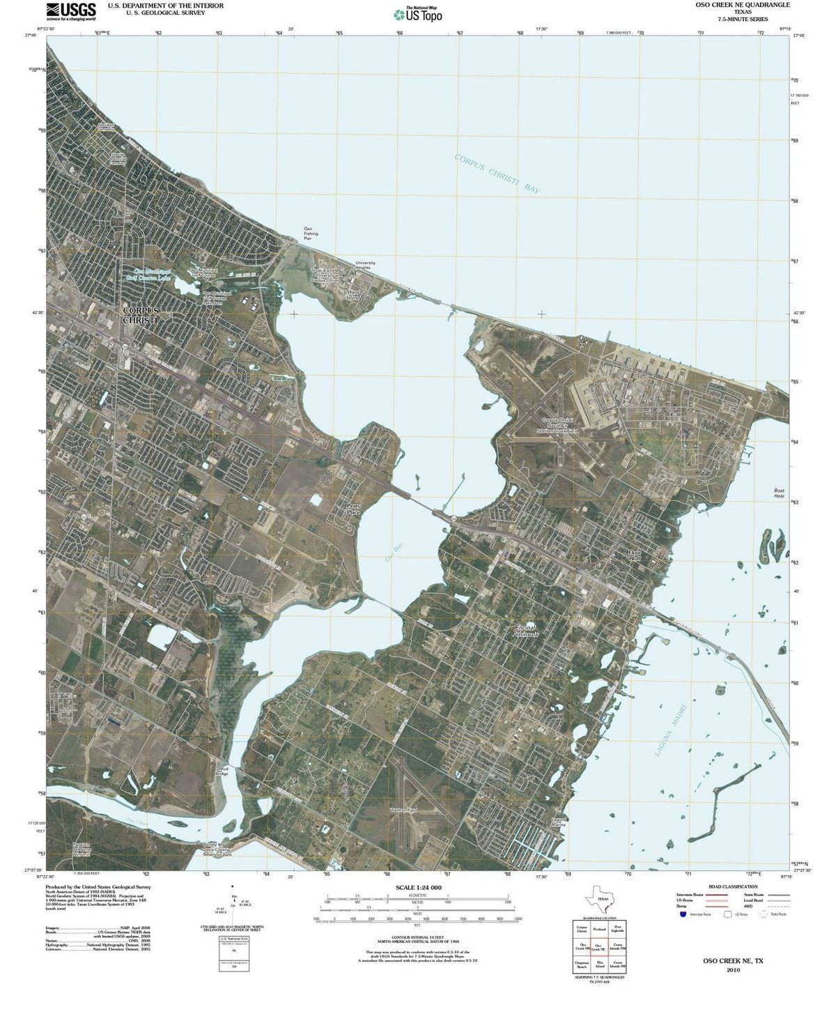 2010 OSO Creek, TX - Texas - USGS Topographic Map
