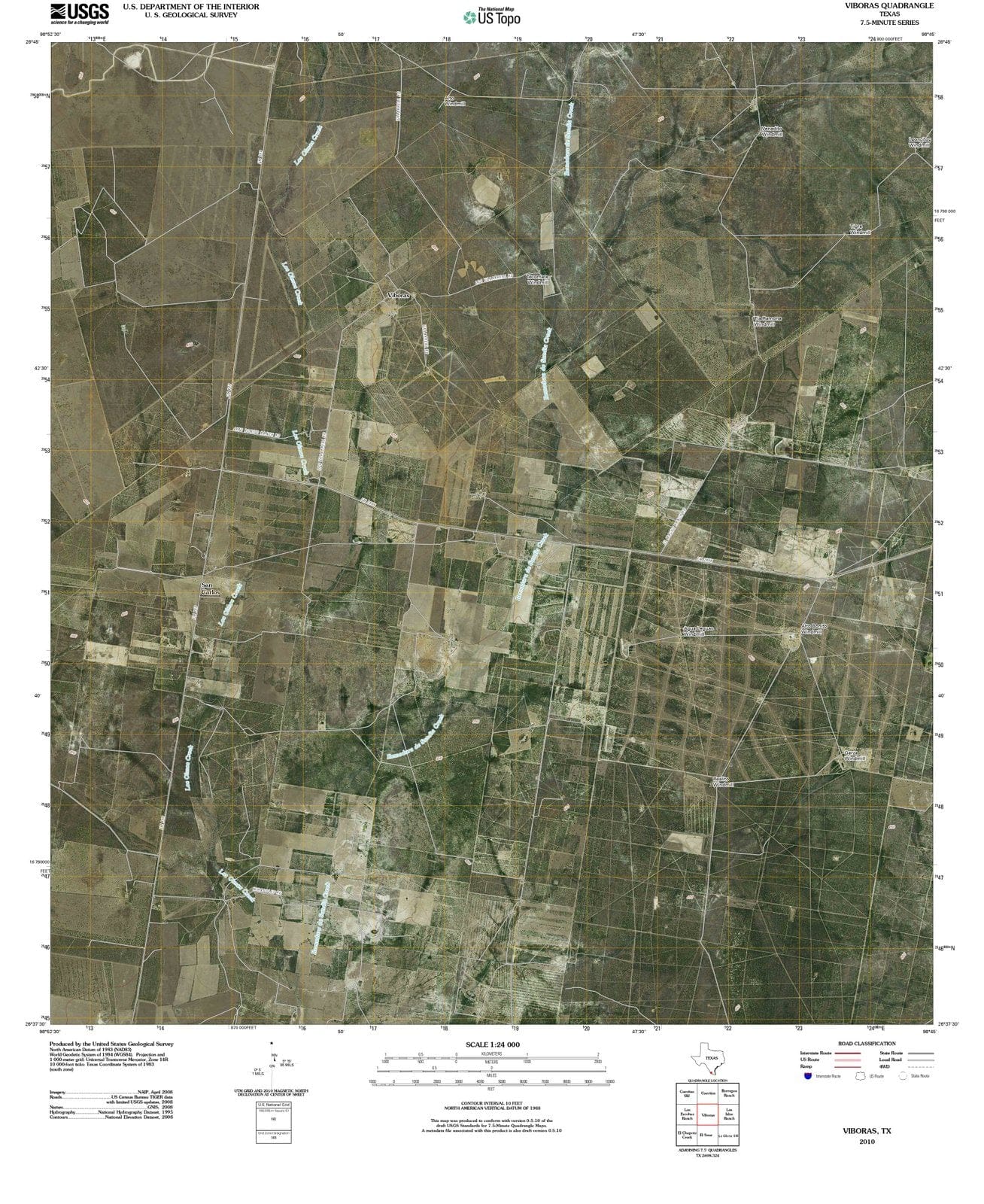 2010 Viboras, TX - Texas - USGS Topographic Map