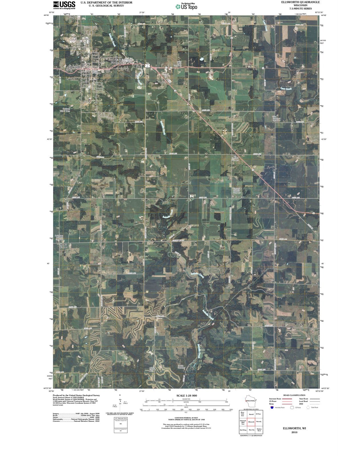 2010 Ellsworth, WI - Wisconsin - USGS Topographic Map