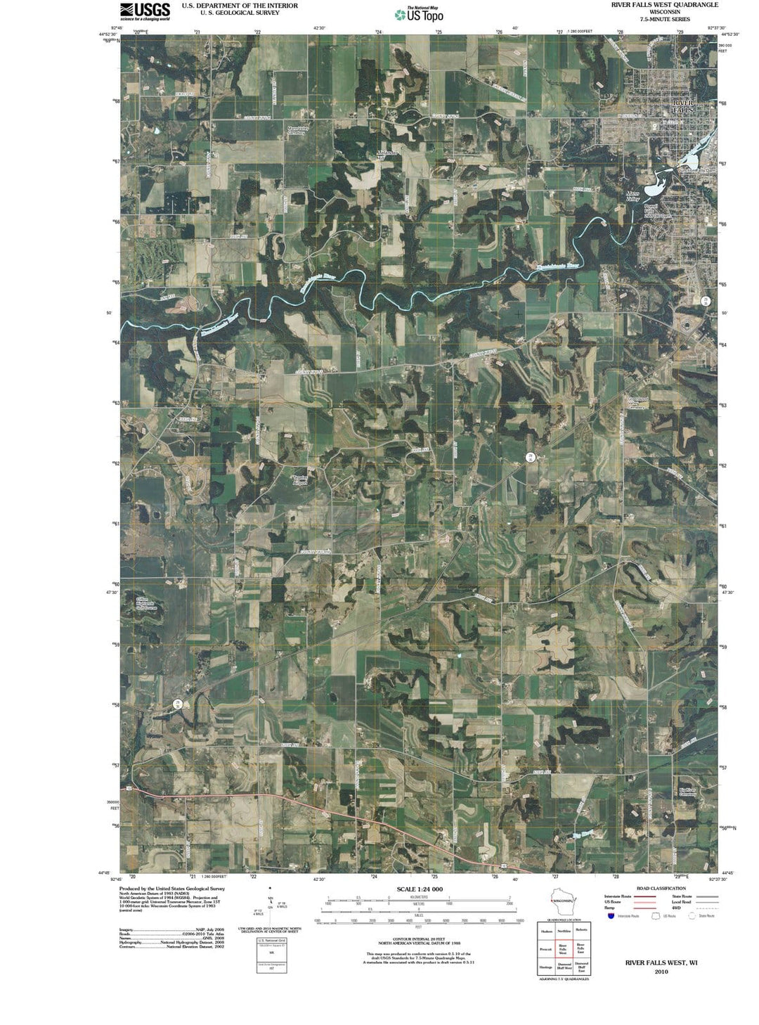 2010 River Falls West, WI - Wisconsin - USGS Topographic Map