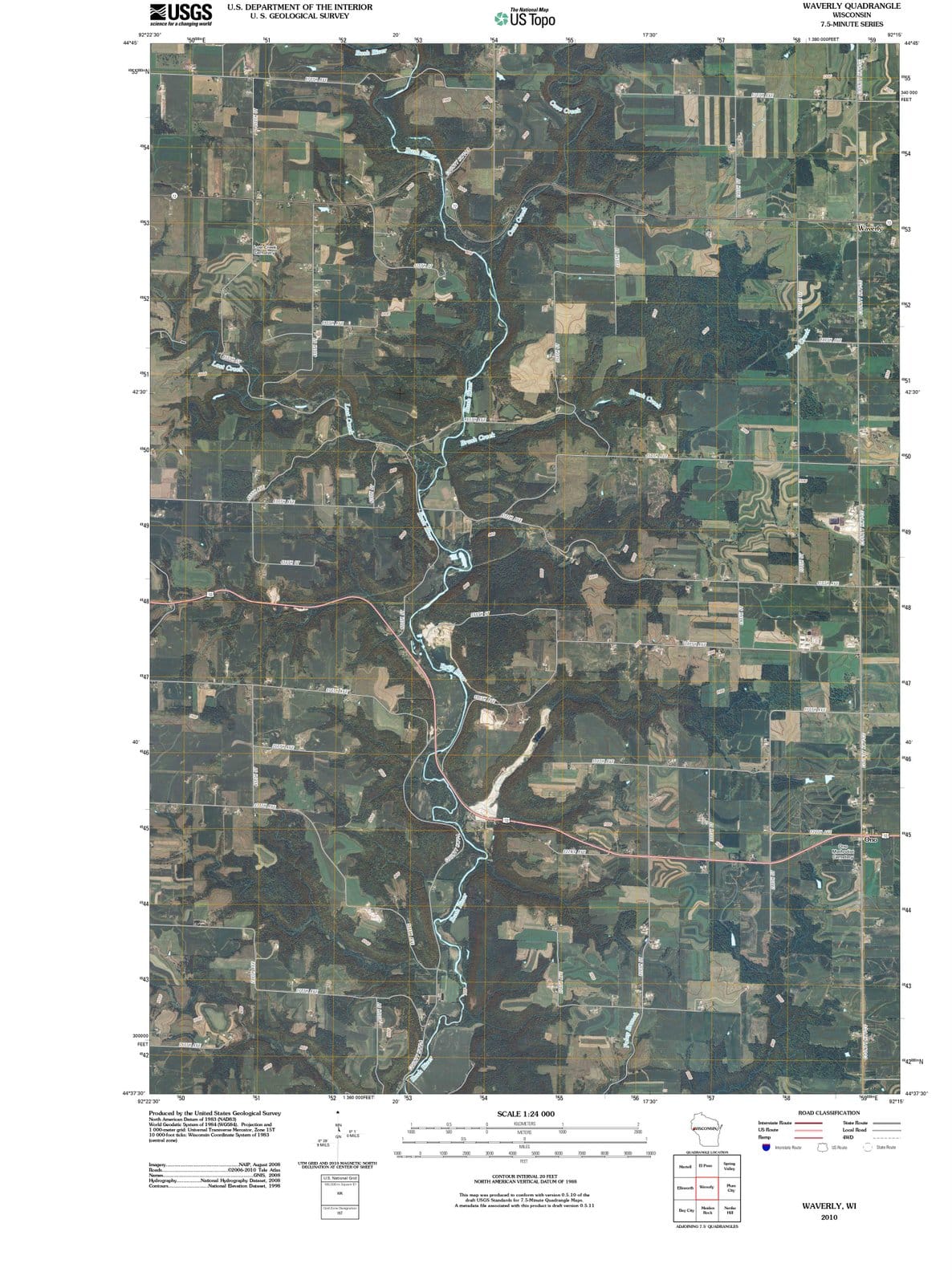 2010 Waverly, WI - Wisconsin - USGS Topographic Map