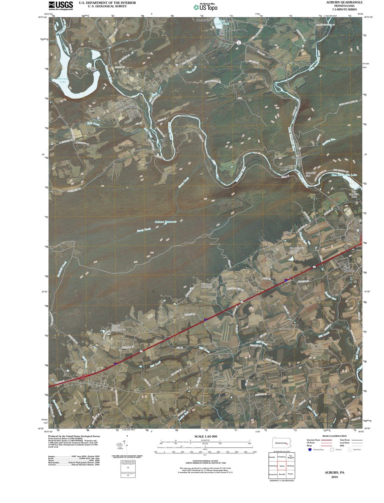 2010 Auburn, PA - Pennsylvania - USGS Topographic Map