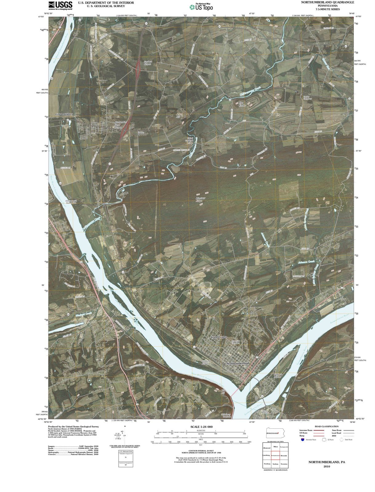 2010 Northumberland, PA - Pennsylvania - USGS Topographic Map
