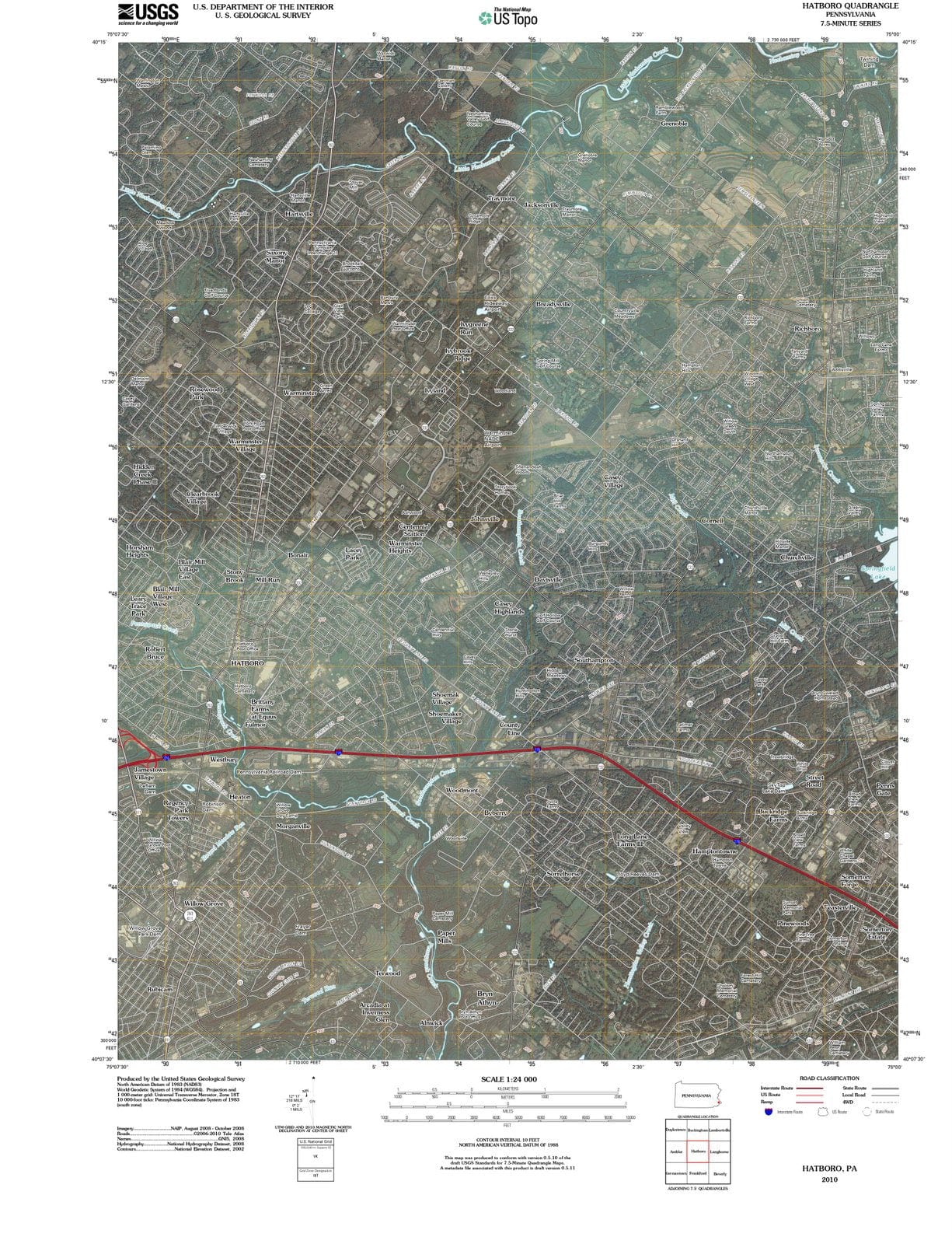 2010 Hatboro, PA - Pennsylvania - USGS Topographic Map