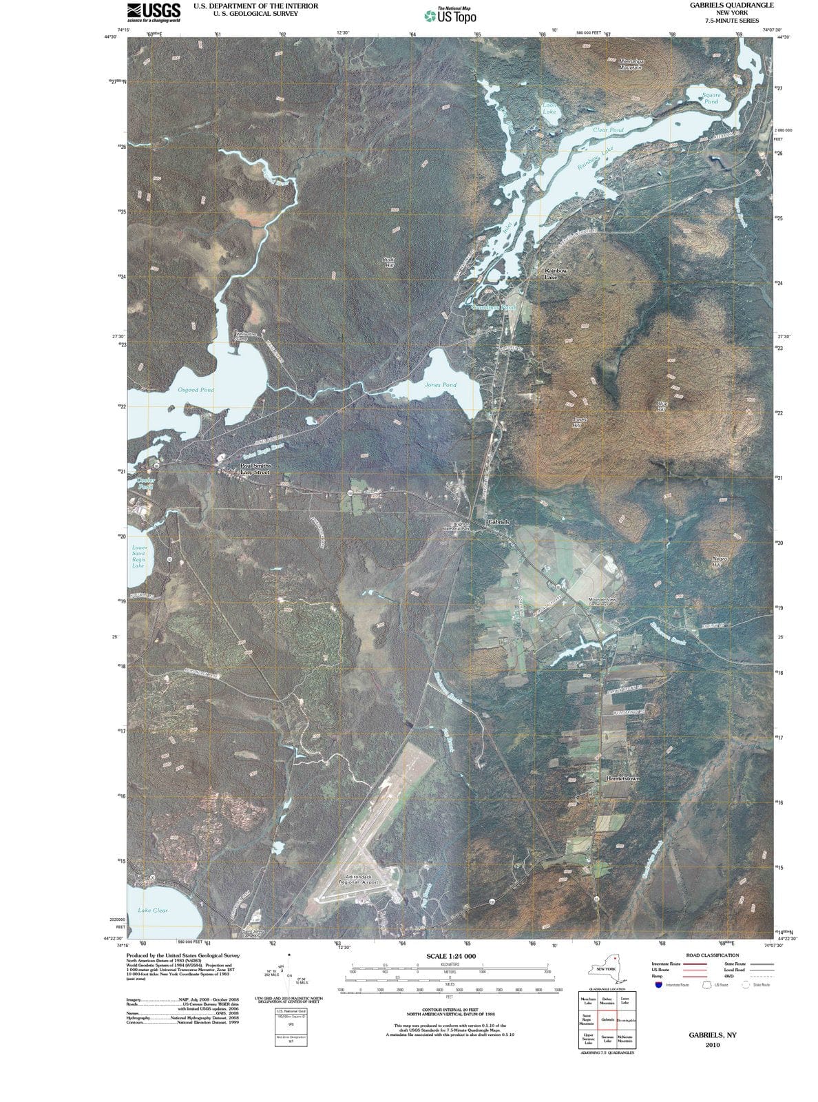2010 Gabriels, NY - New York - USGS Topographic Map