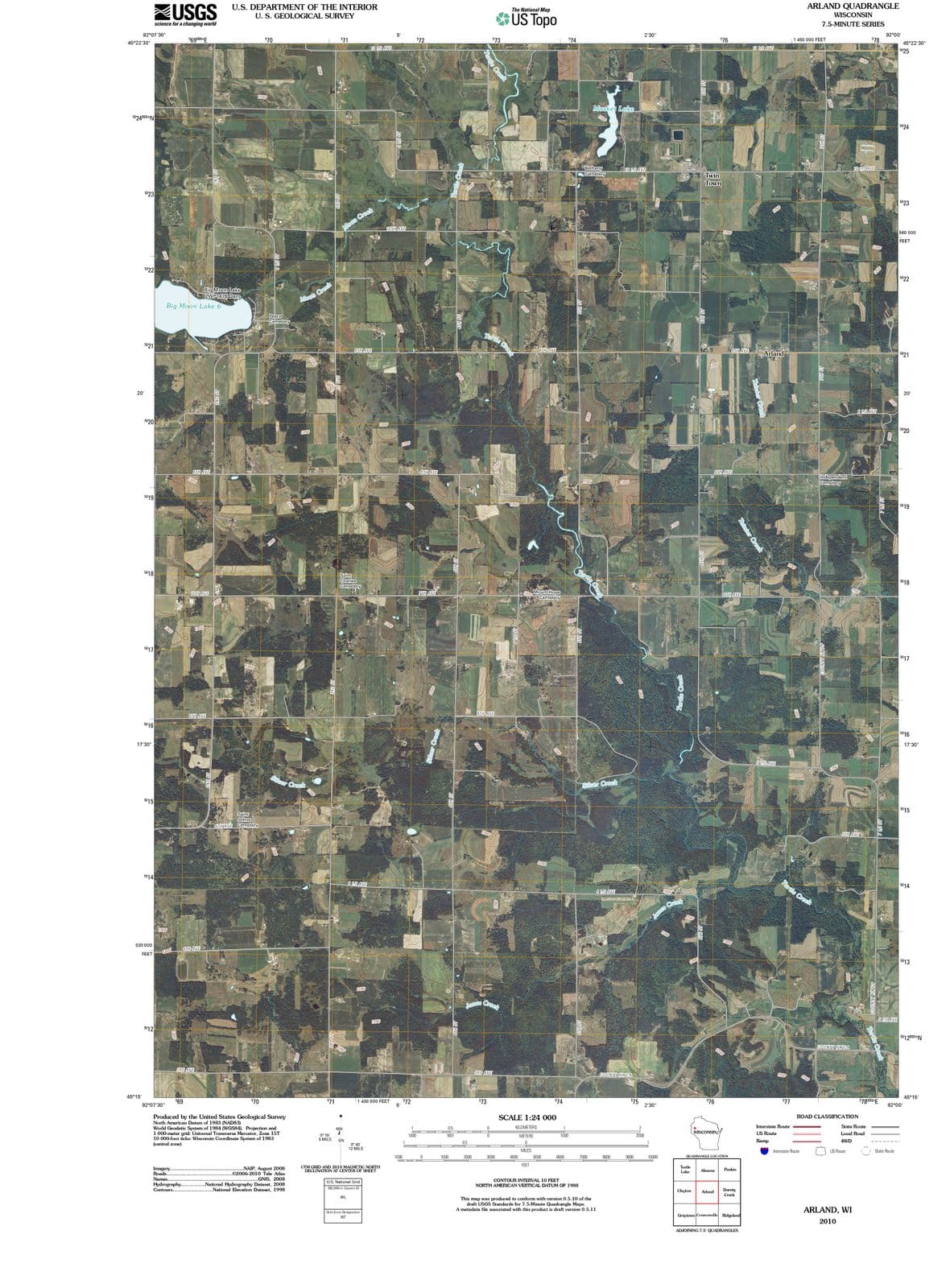 2010 Arland, WI - Wisconsin - USGS Topographic Map