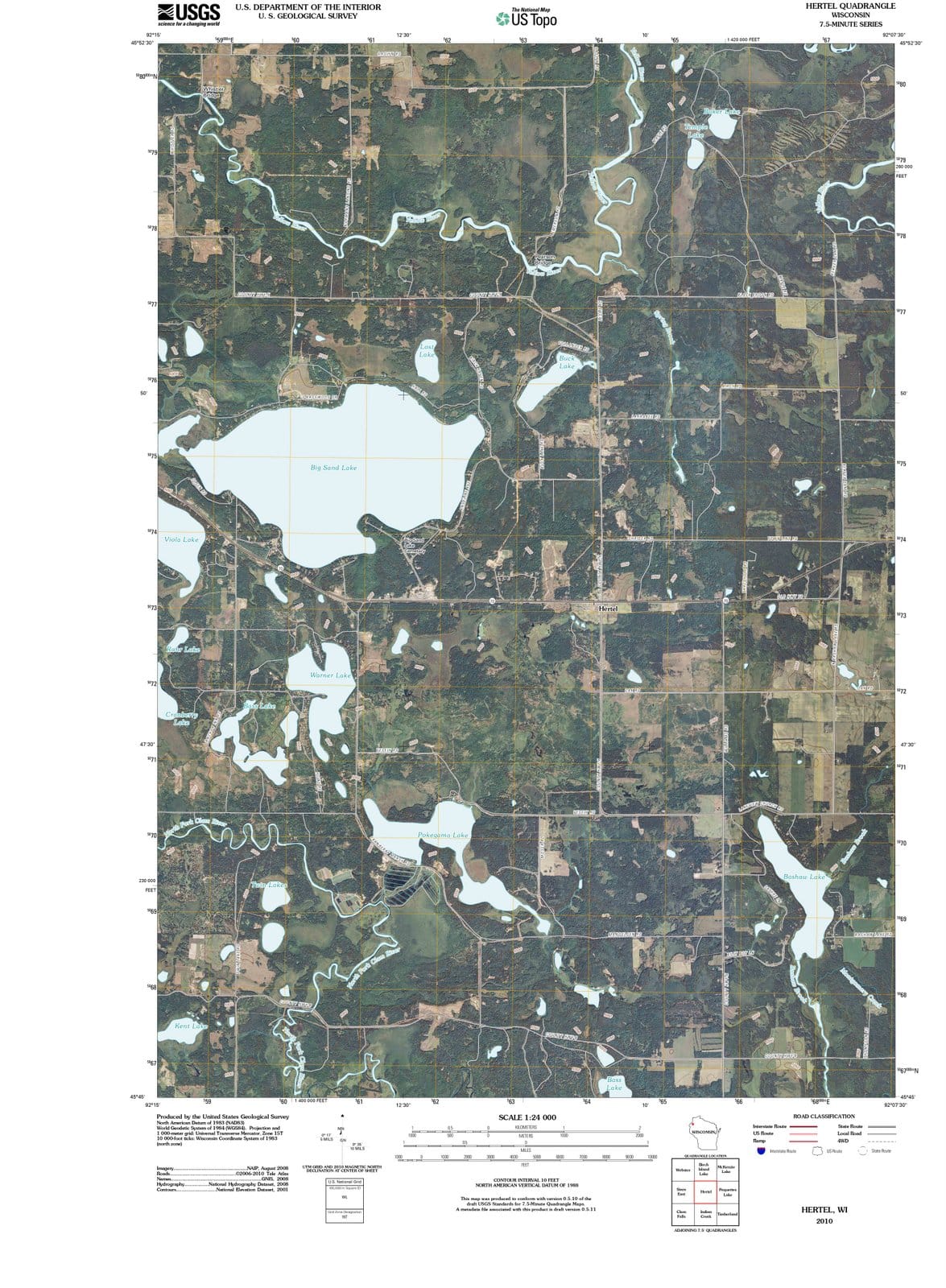 2010 Hertel, WI - Wisconsin - USGS Topographic Map