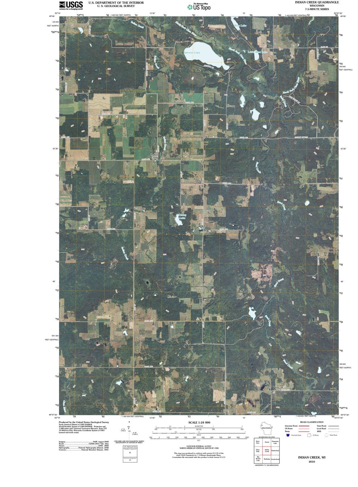 2010 Indian Creek, WI - Wisconsin - USGS Topographic Map